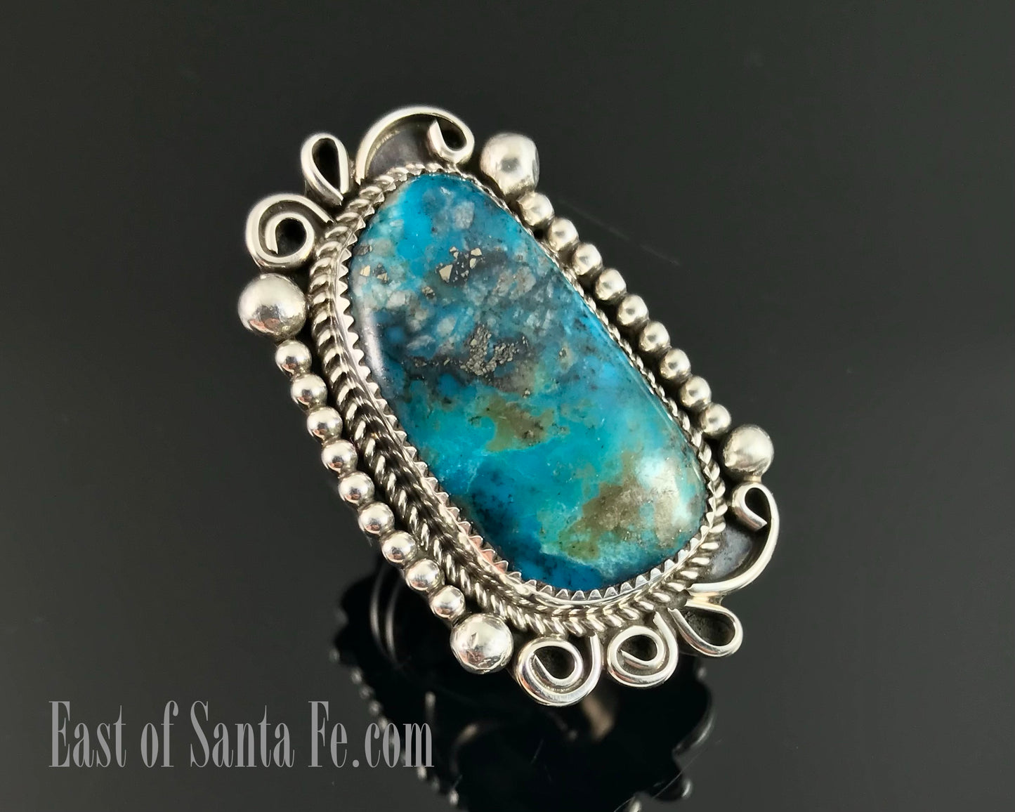 Turquoise Native American Navajo Ring Size 10 1/4 - Leslie Nez