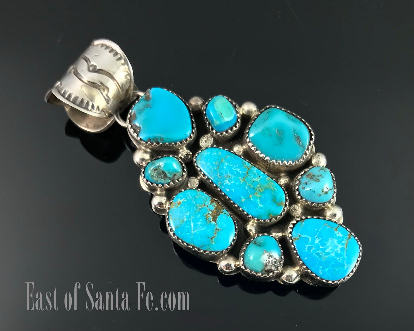 Navajo Turquoise Cluster Pendant Necklace American Navajo - Jeff Largo