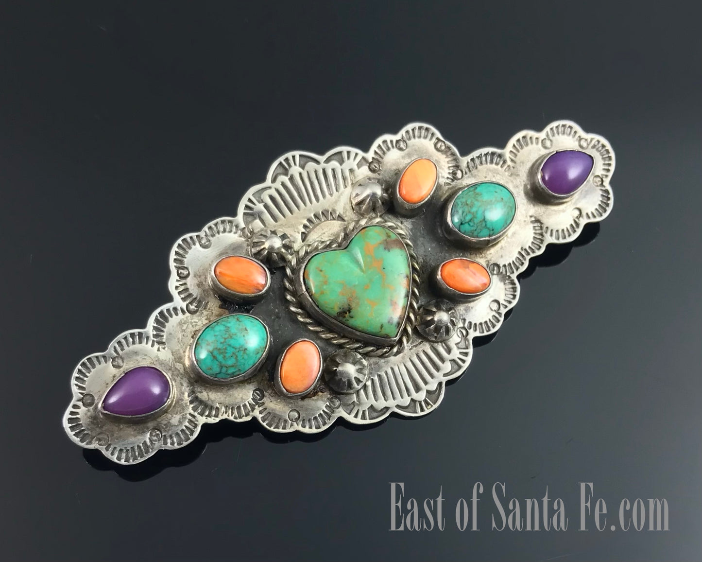 Native American Multi-Stone Heart Cluster Pin - Vintage