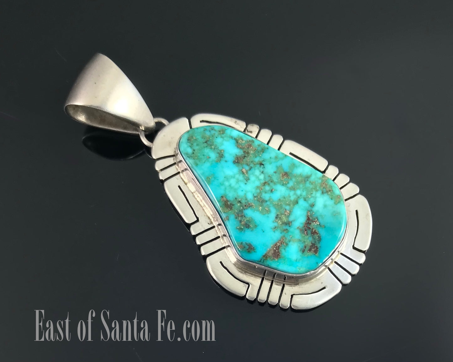 Contemporary Turquoise Sterling Navajo Necklace Pendant - Native American Vintage