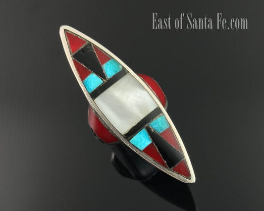 Unusual Zuni Inlay Ring Size 6 Native American - Vintage