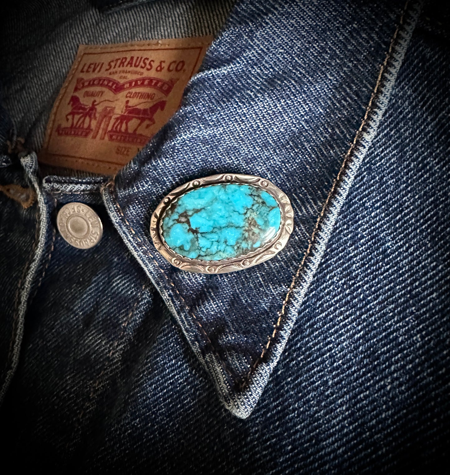 Gorgeous Turquoise Native American Navajo Concho Pin - Vintage