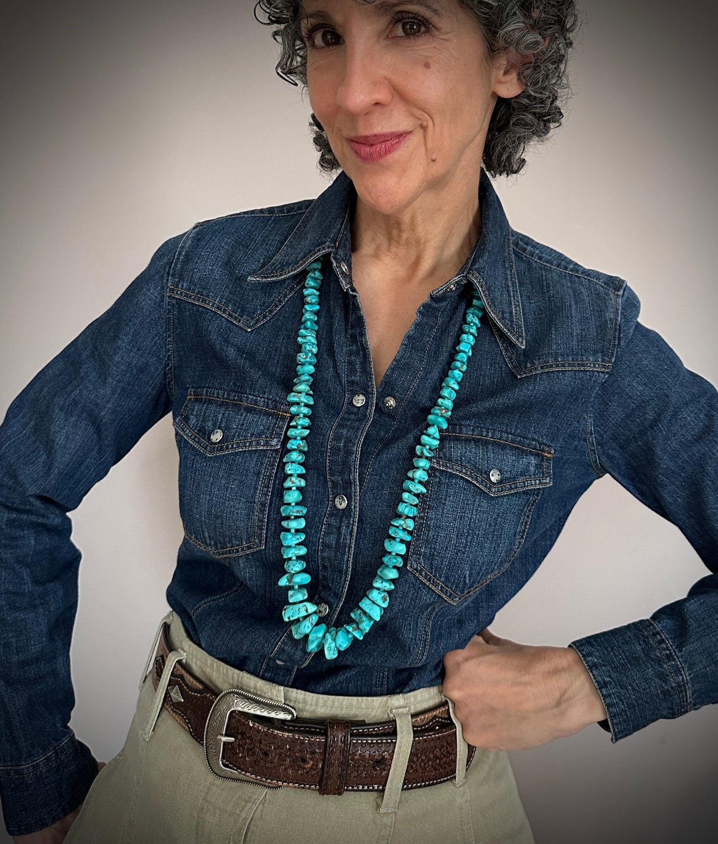 Turquoise Nugget Beads Santo Domingo Pueblo Native American Necklace - Vintage