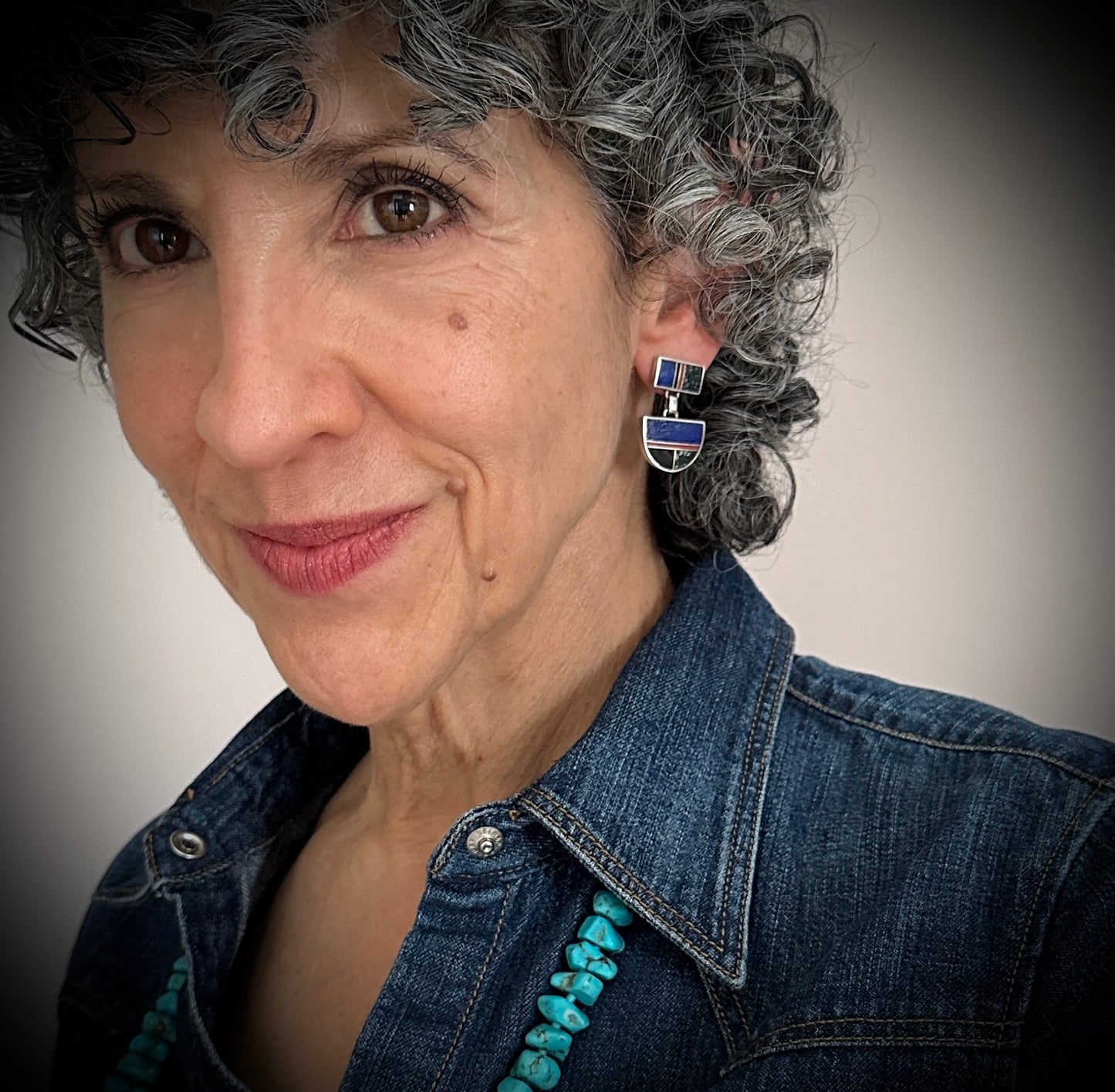 Inlay Earrings Navajo Native American - Ray Tracey