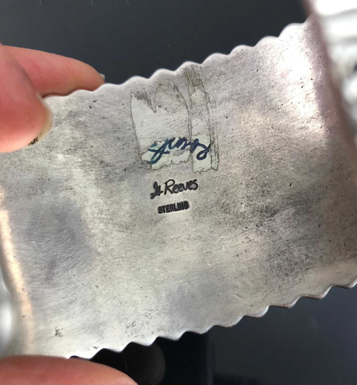 Magnificent Royston Turquoise Hand Stamped Native American Navajo Cuff Bracelet - Gary Reeves