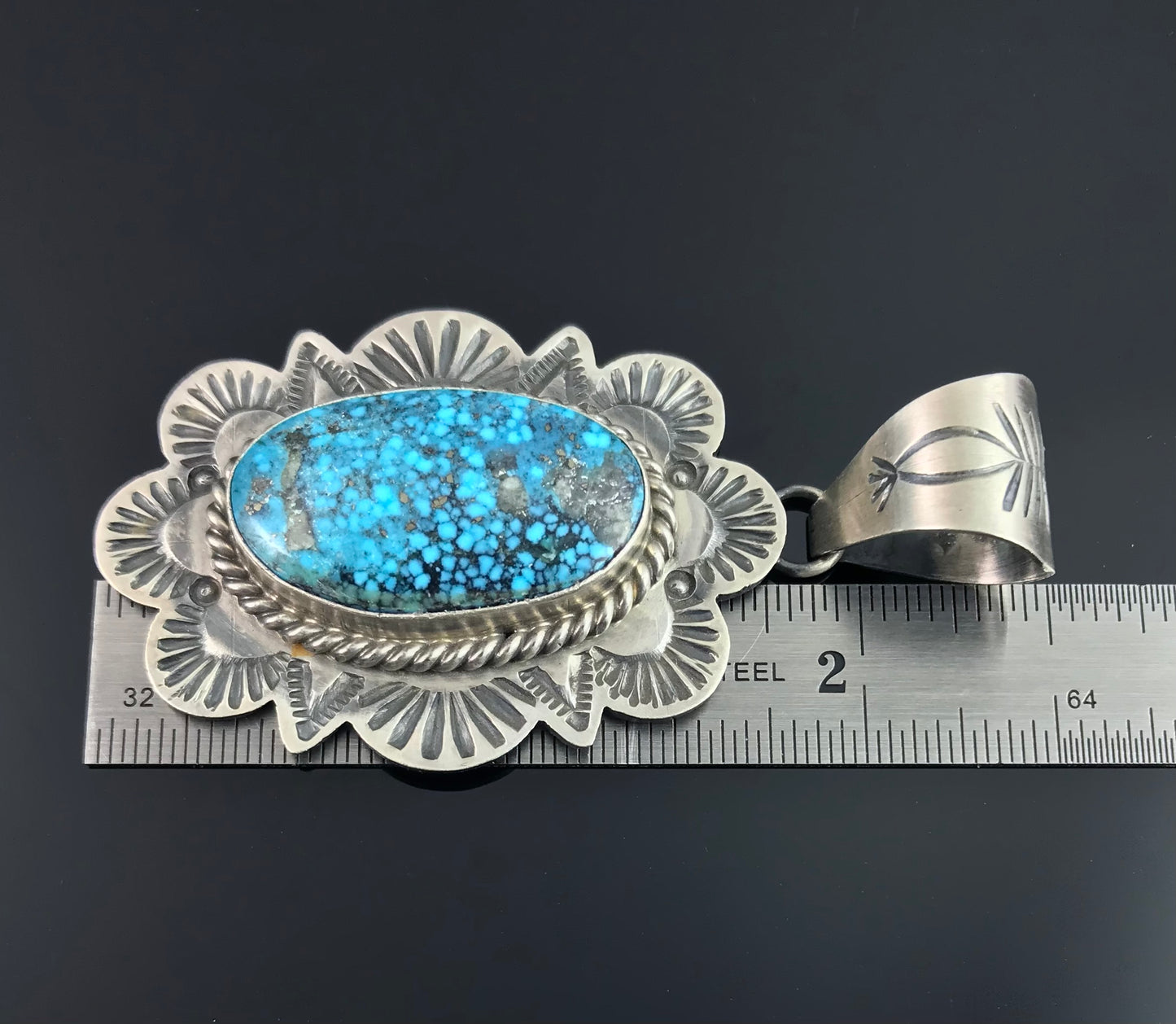 Bird's Eye Kingman Turquoise Navajo Necklace Pendant Native American - Mary Ann Spencer