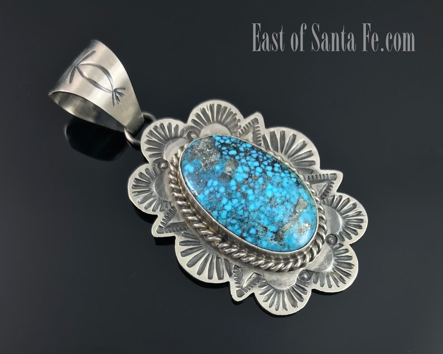 Bird's Eye Kingman Turquoise Navajo Necklace Pendant Native American - Mary Ann Spencer