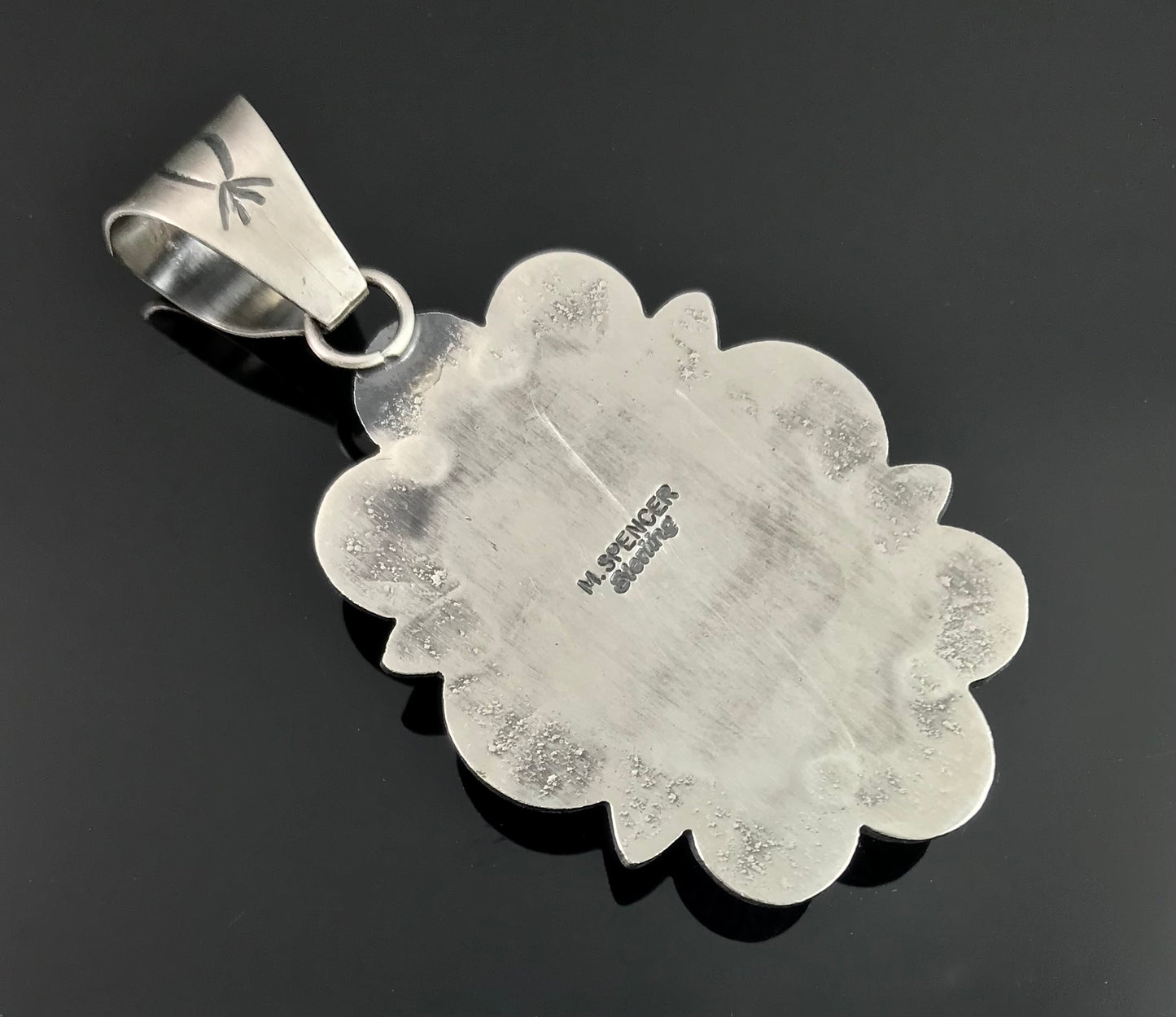 Bird's Eye Kingman Turquoise Navajo Necklace Pendant Native American - Mary Ann Spencer