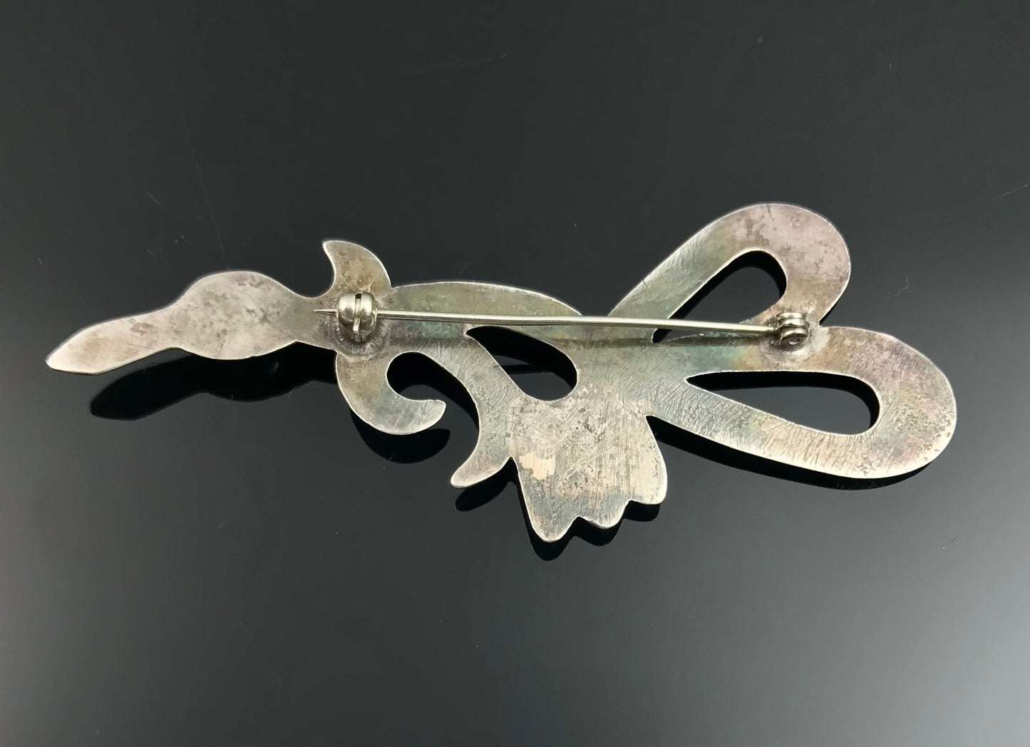 Large Sand Cast Native American Roadrunner Pin Turquoise - Vintage