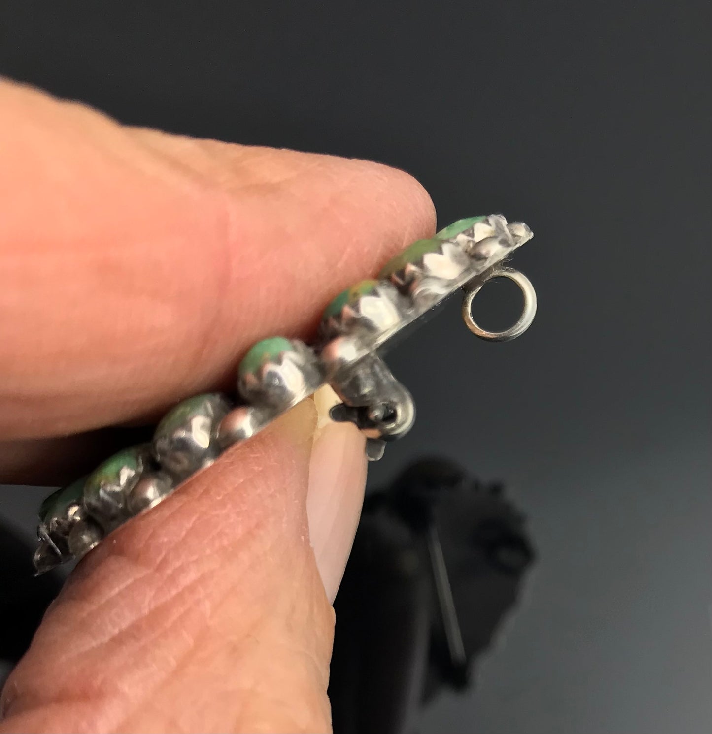 Zuni or Navajo Green Turquoise Cluster Pin / Pendant Native American - Vintage