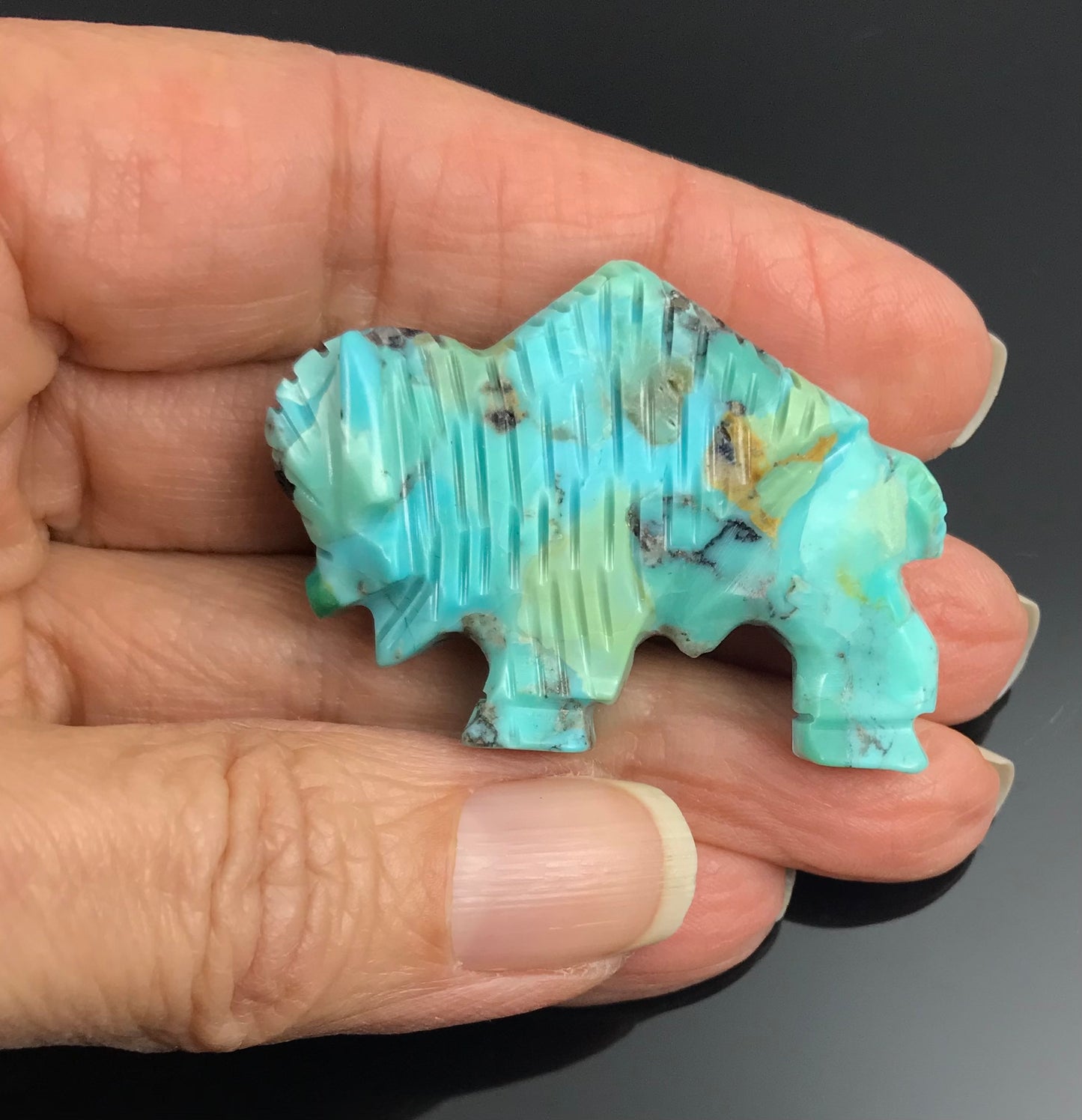 Zuni Sacred White and Turquoise Buffalos Bison Fetishes Native American