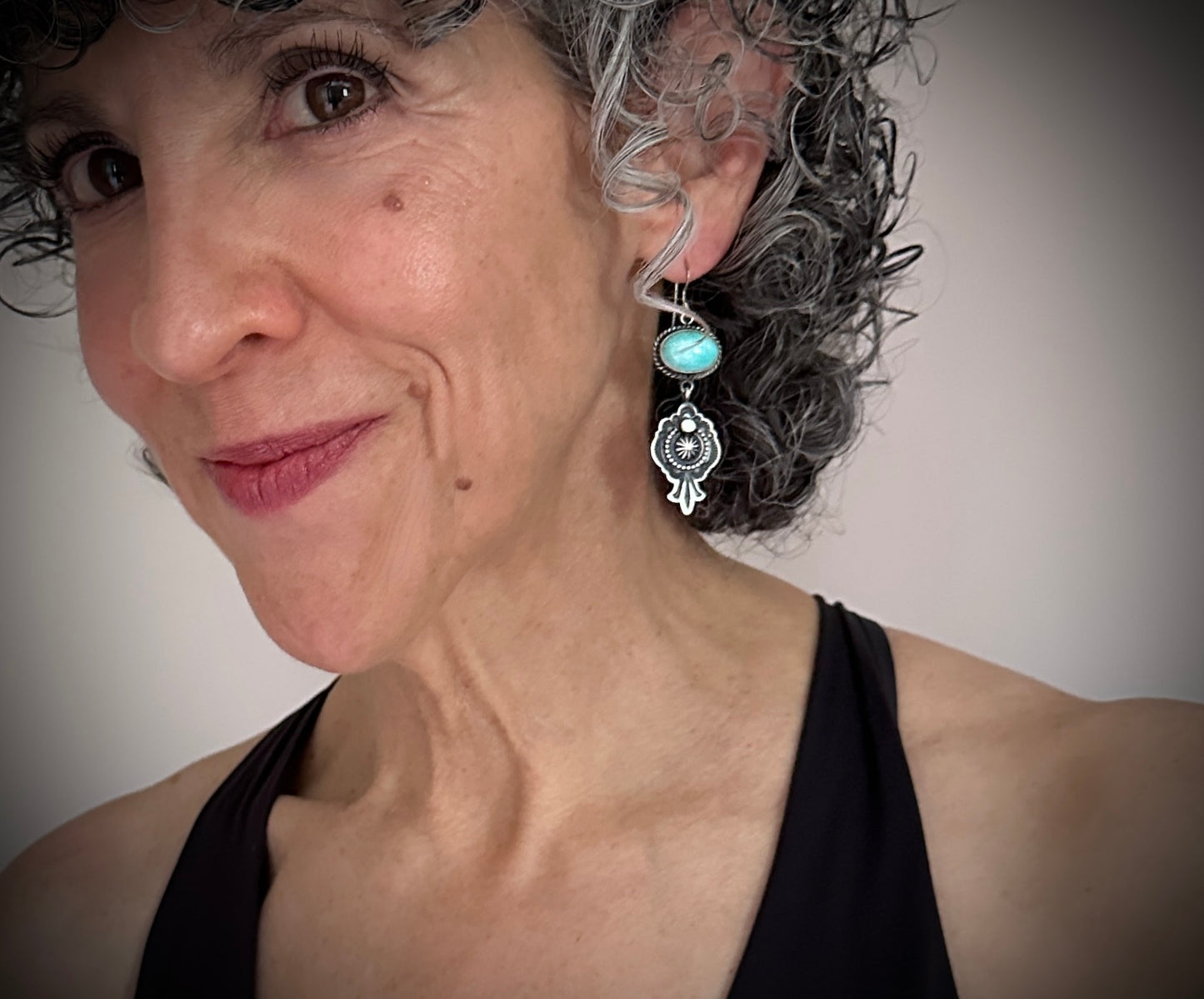 Old Style Carico Lake Turquoise Navajo Native American Earrings - Michael & Rose Calladitto