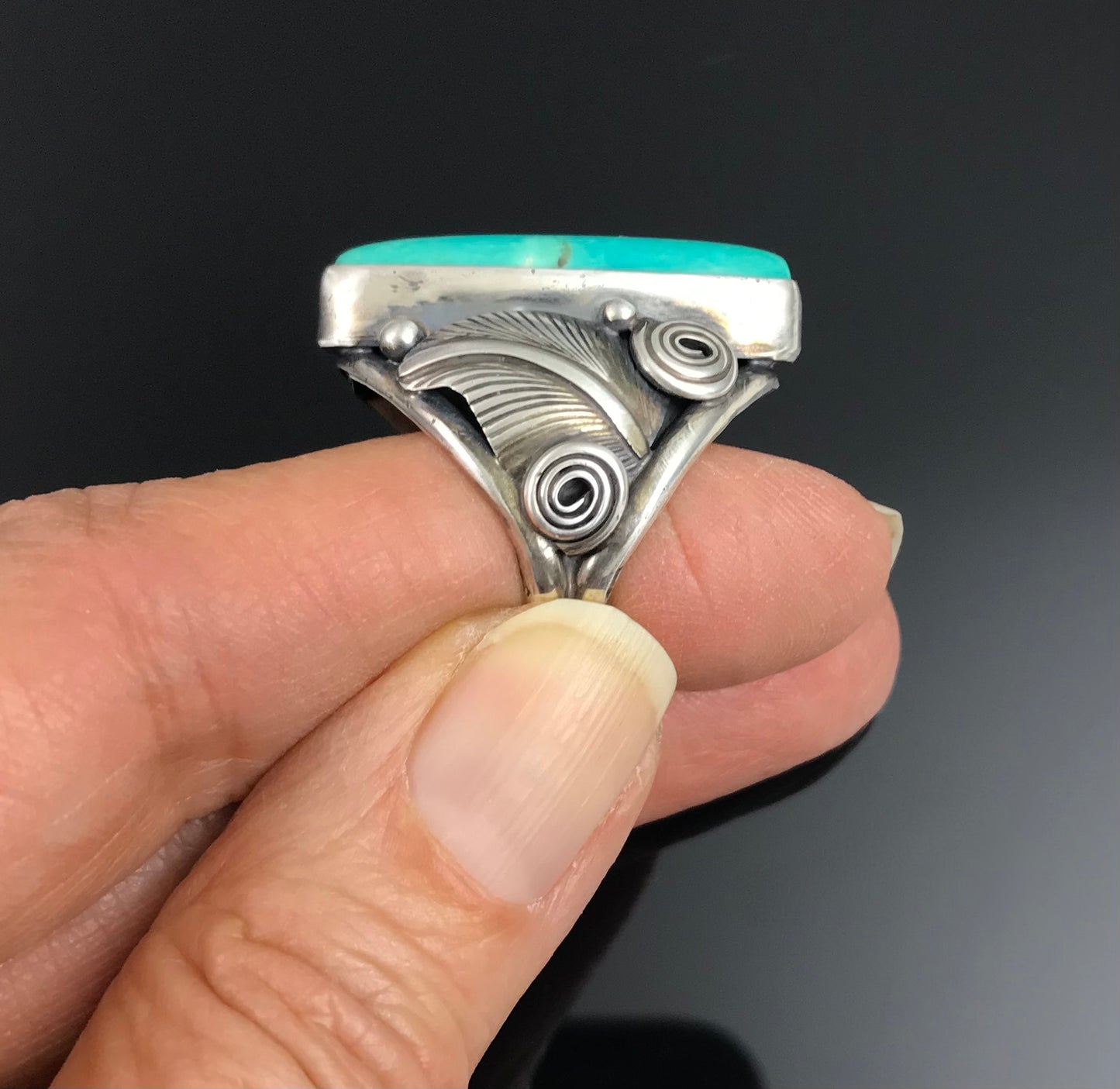 Turquoise Ring Navajo Native American Size 7 - Darrell Morgan