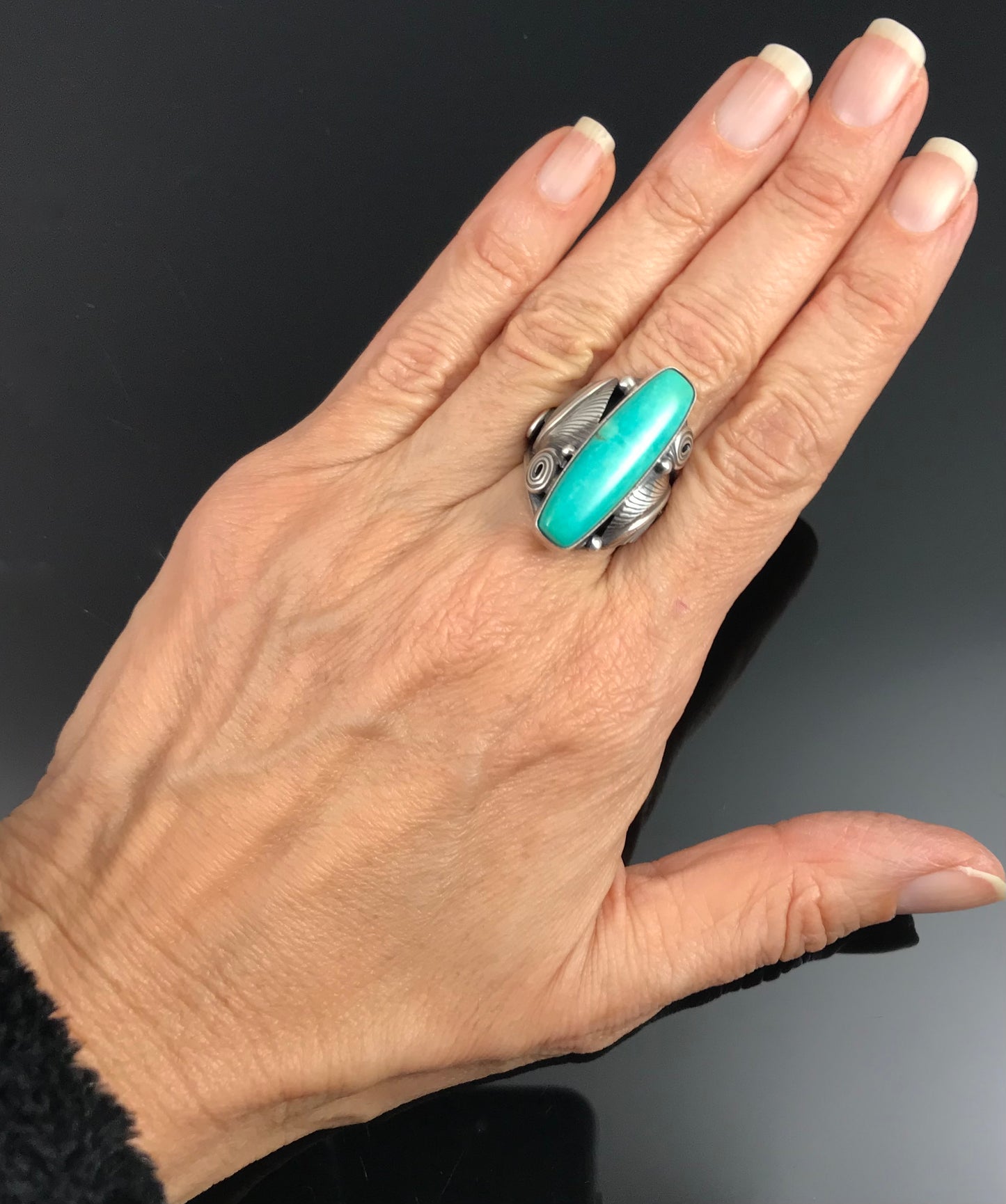 Turquoise Ring Navajo Native American Size 7 - Darrell Morgan