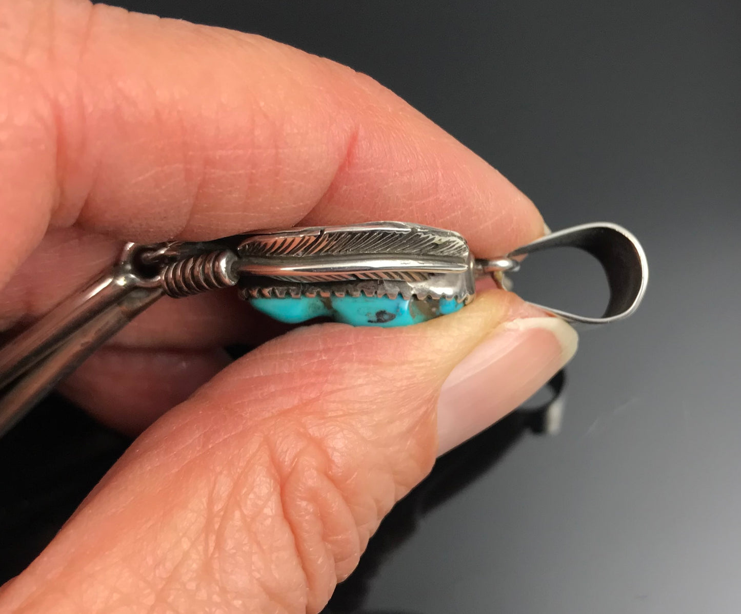 Striking Native American Turquoise Pendant Navajo - Vintage