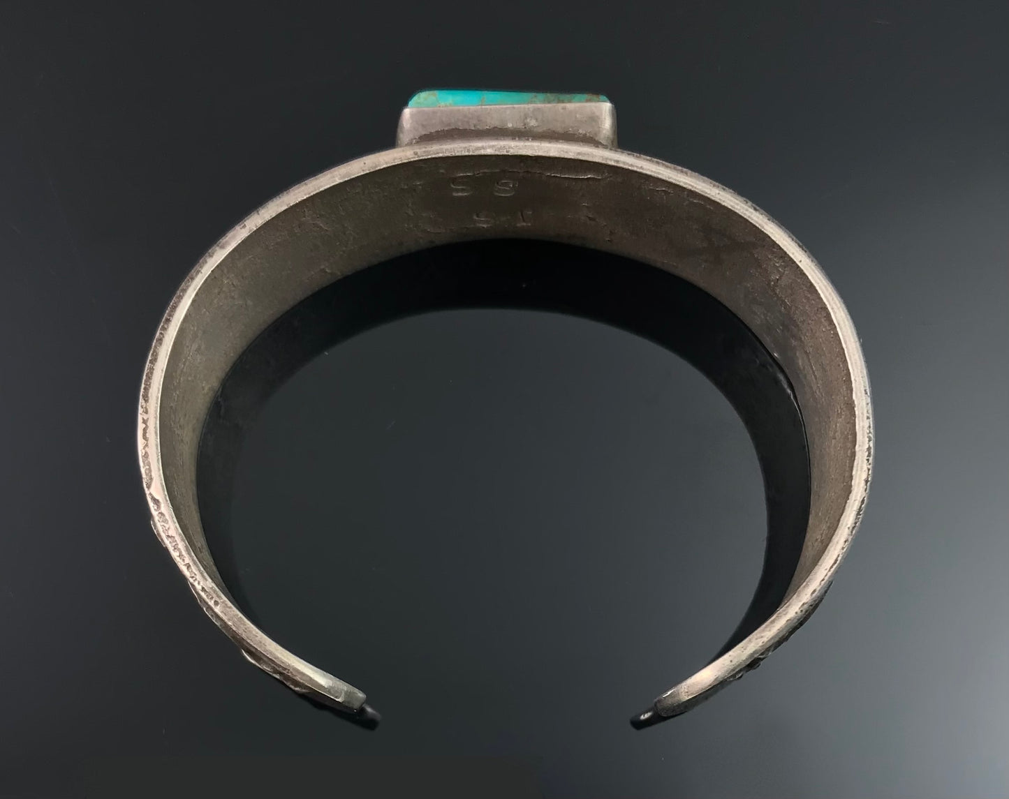 Vintage Tufa Cast Turquoise Native American Navajo Cuff Bracelet