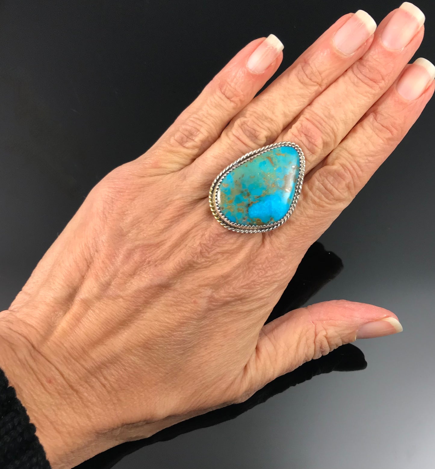 Navajo Turquoise Native American Ring Size 11 1/2 - Benny Benally