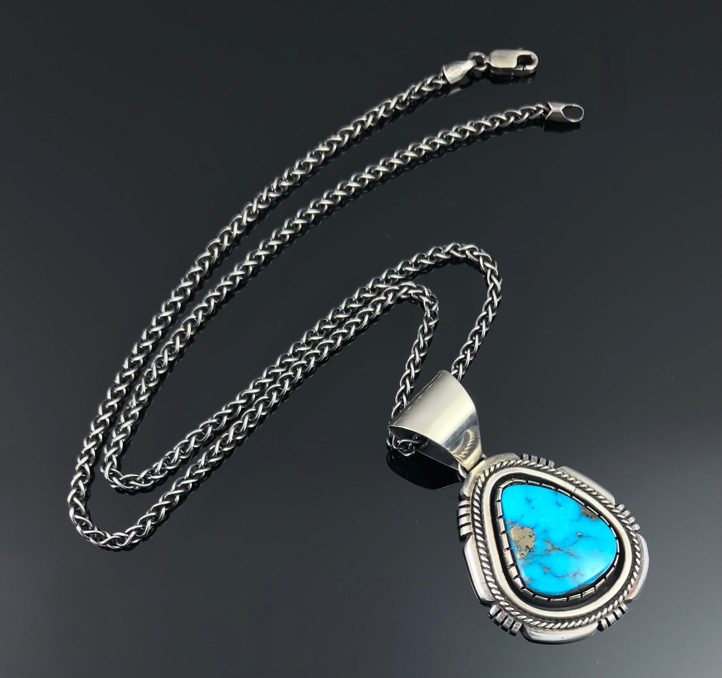 Morenci Turquoise Navajo Pendant Native American - Delbert Vandever