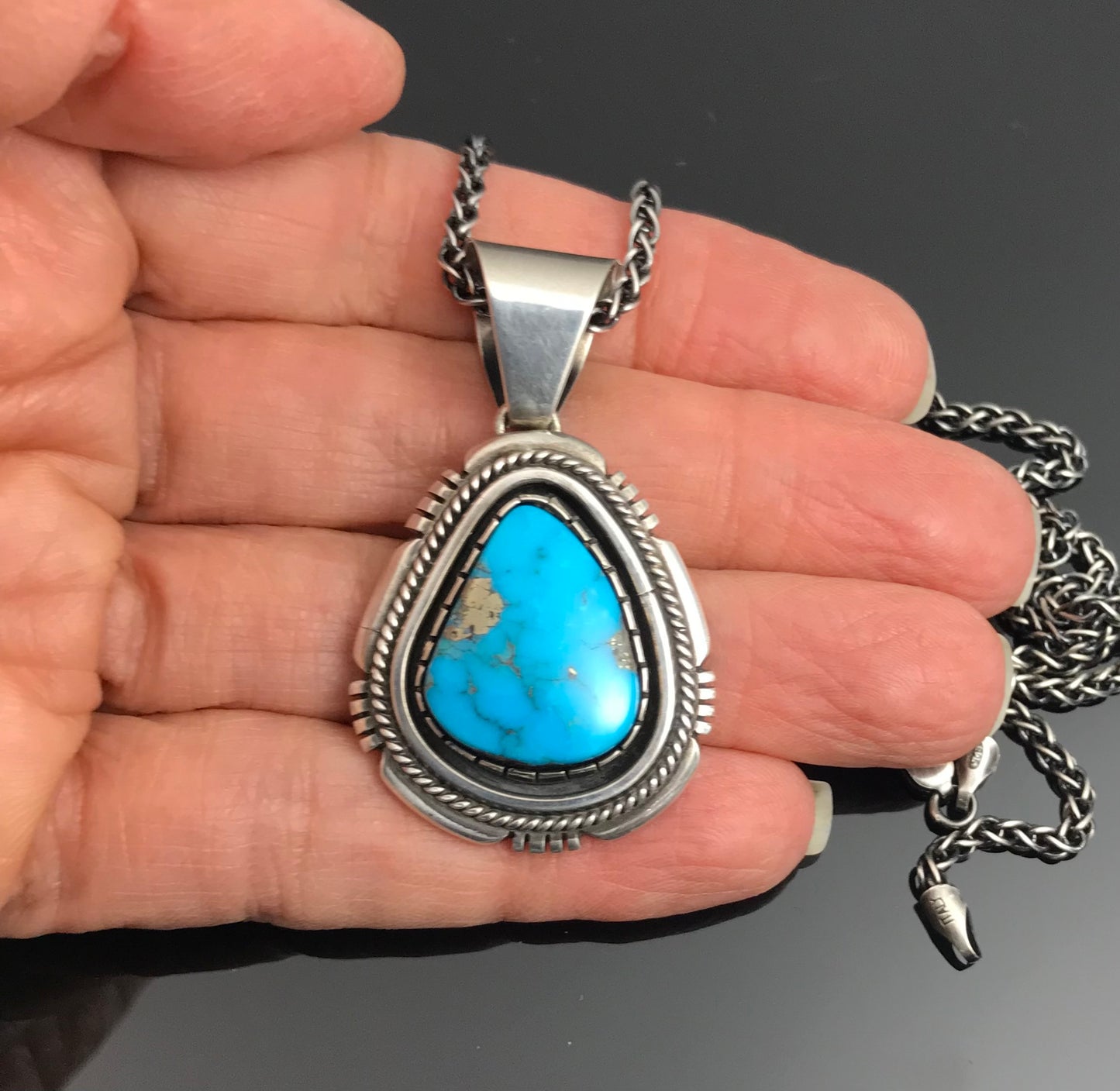 Morenci Turquoise Navajo Pendant Native American - Delbert Vandever