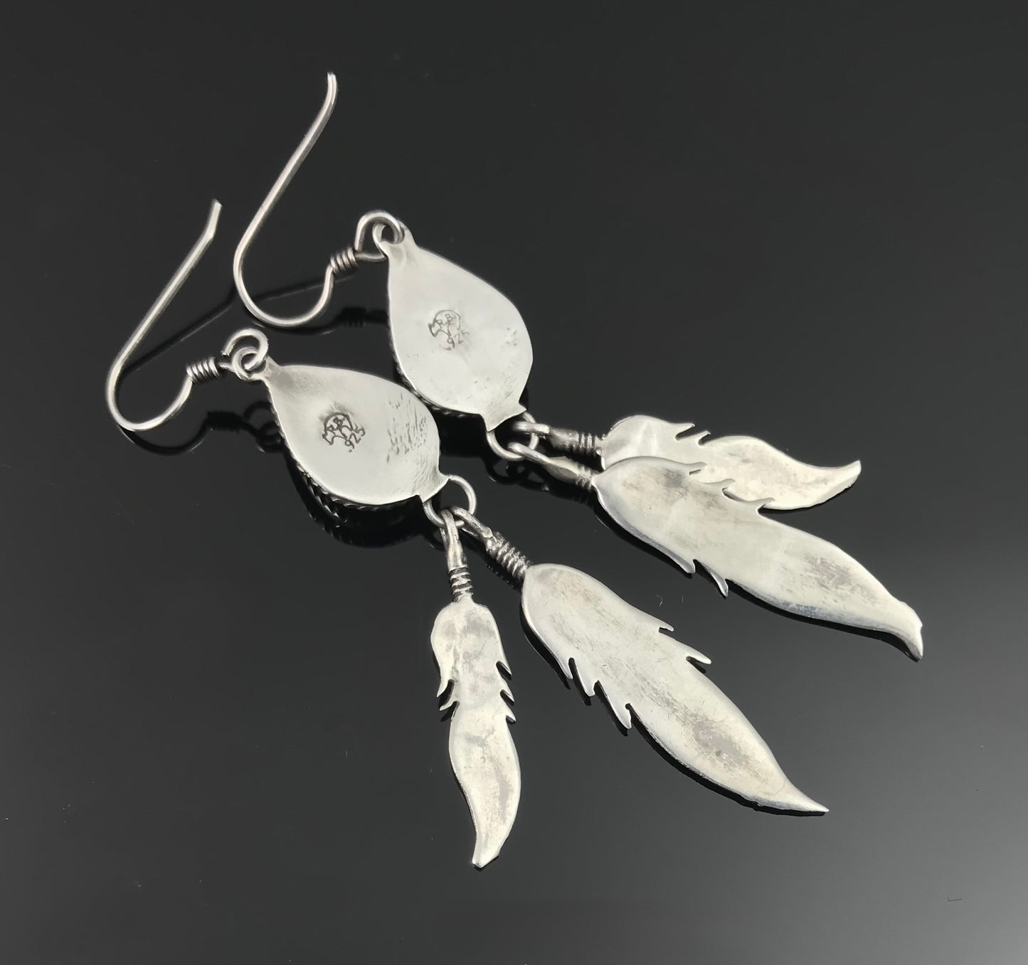 Navajo Turquoise Feather Earrings Native American