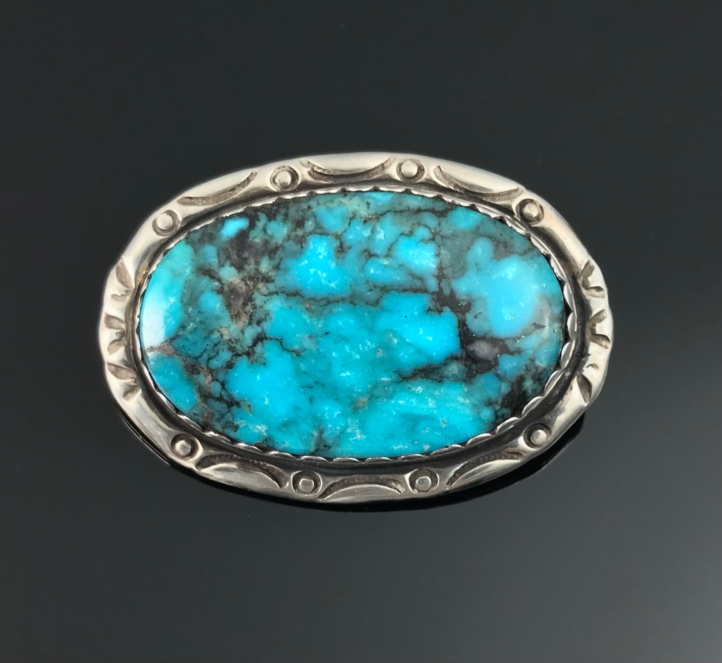 Gorgeous Turquoise Native American Navajo Concho Pin - Vintage