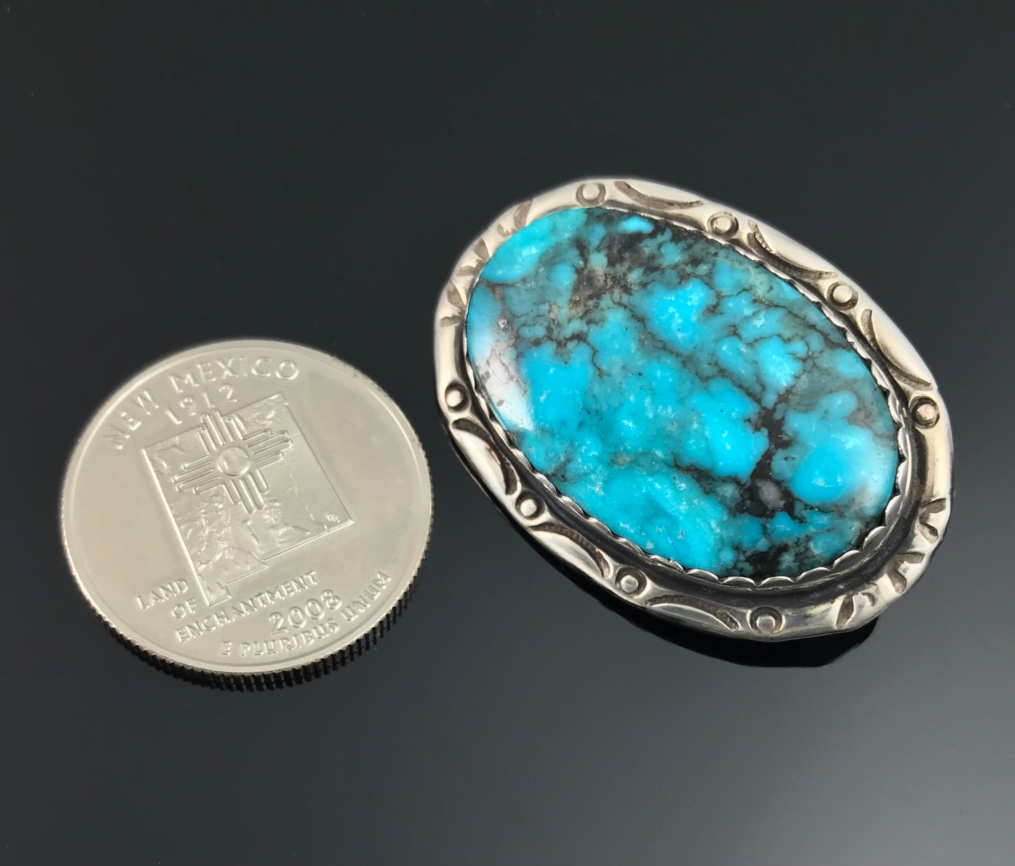 Gorgeous Turquoise Native American Navajo Concho Pin - Vintage