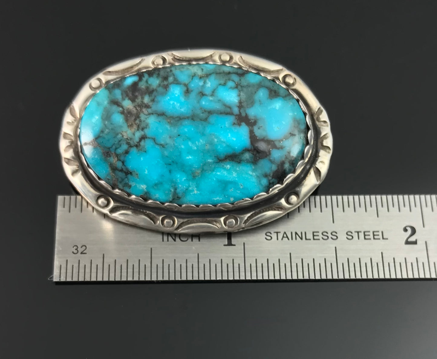 Gorgeous Turquoise Native American Navajo Concho Pin - Vintage