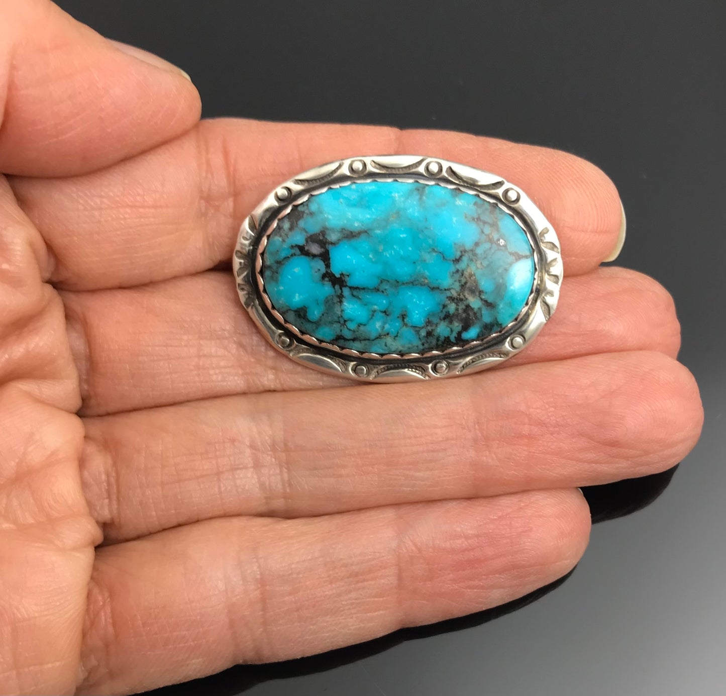 Gorgeous Turquoise Native American Navajo Concho Pin - Vintage