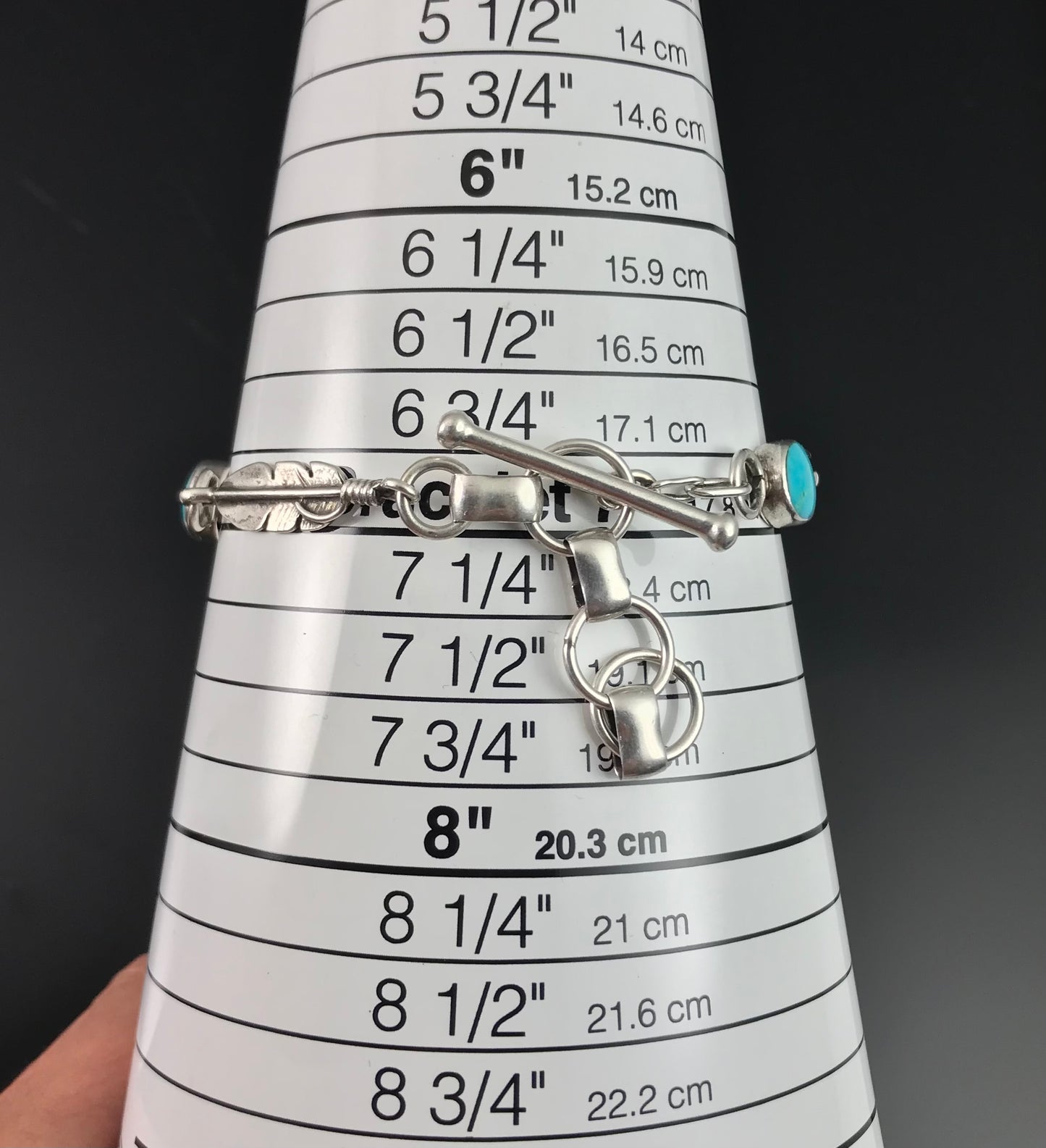 Turquoise and Feathers Link Bracelet Native American Navajo - Tony Garcia