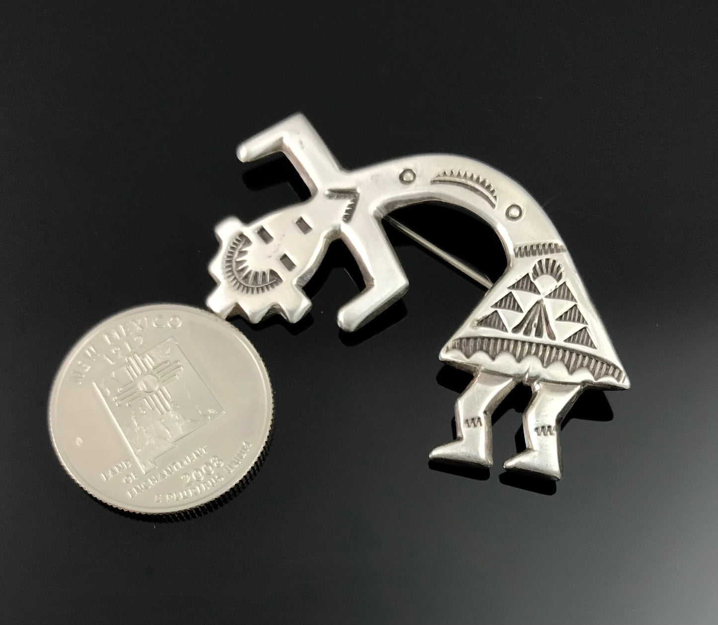 Large Navajo Rainbow Kachina Yei Pin Native American Sterling- Felix Joe