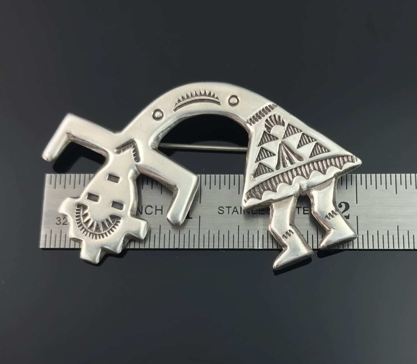 Large Navajo Rainbow Kachina Yei Pin Native American Sterling- Felix Joe