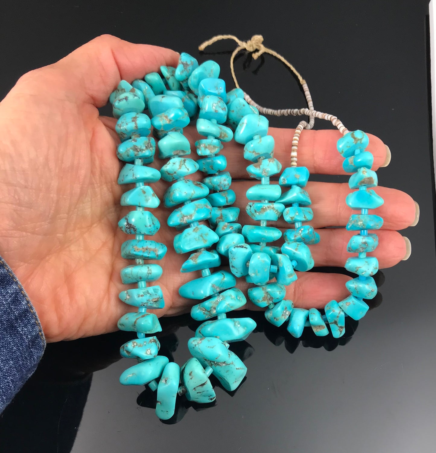 Turquoise Nugget Beads Santo Domingo Pueblo Native American Necklace - Vintage