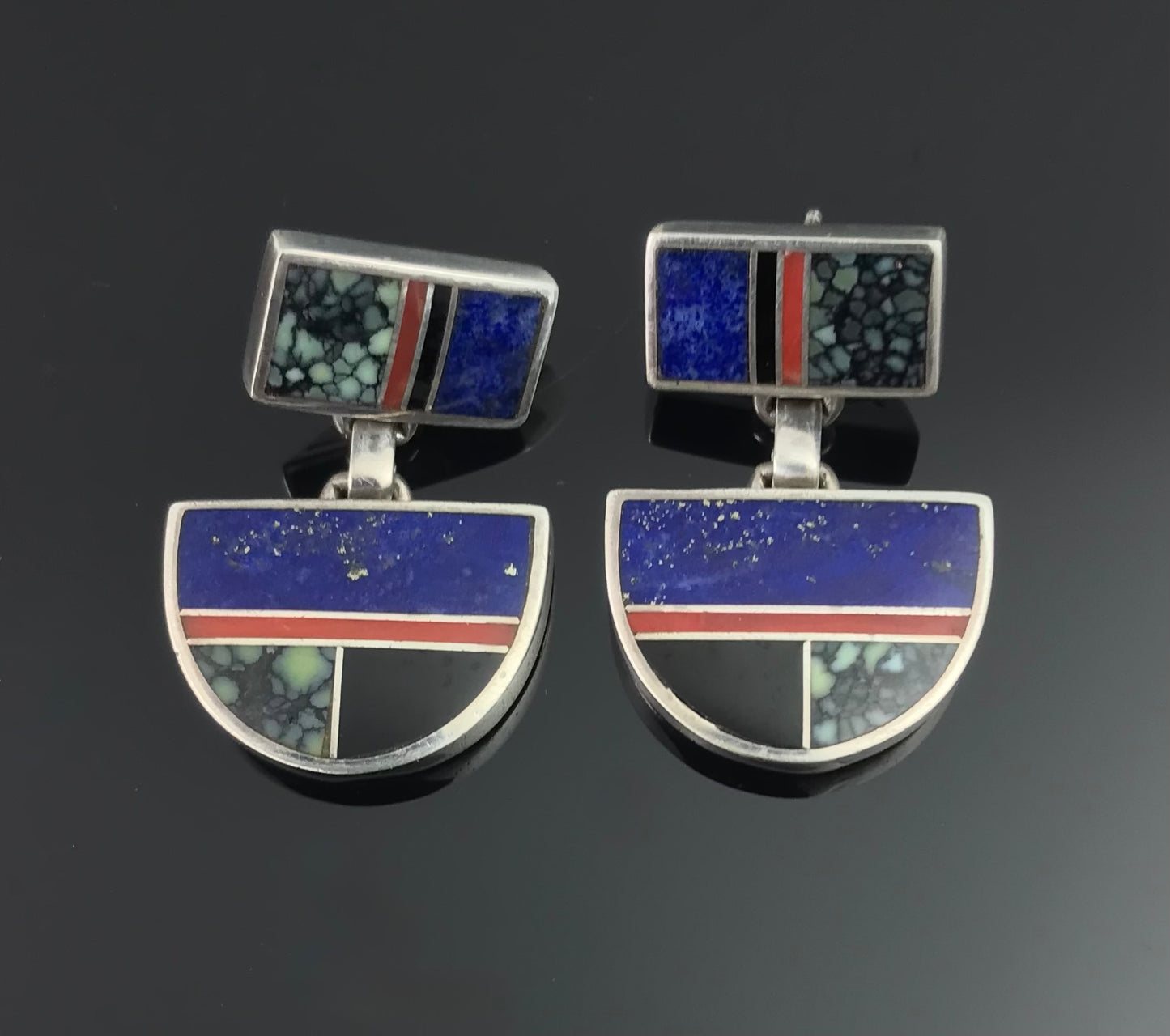 Inlay Earrings Navajo Native American - Ray Tracey