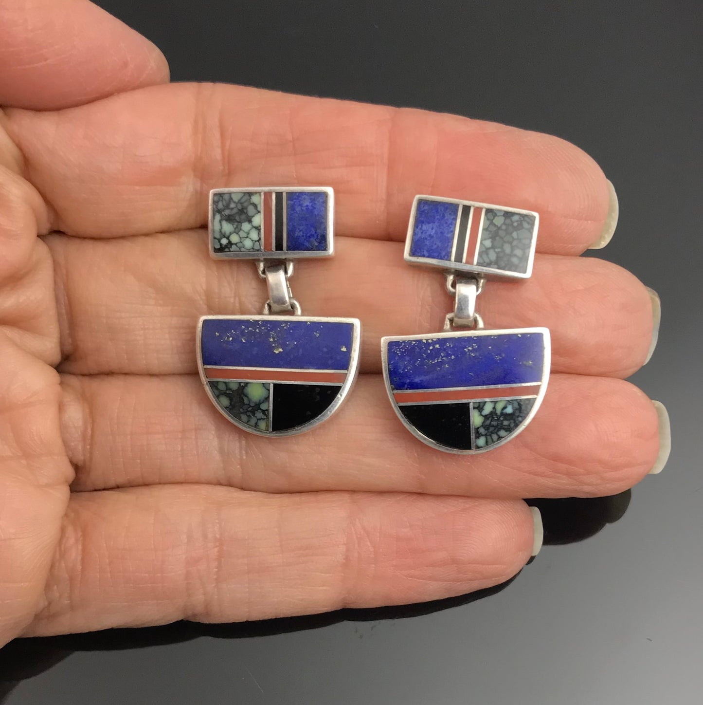 Inlay Earrings Navajo Native American - Ray Tracey