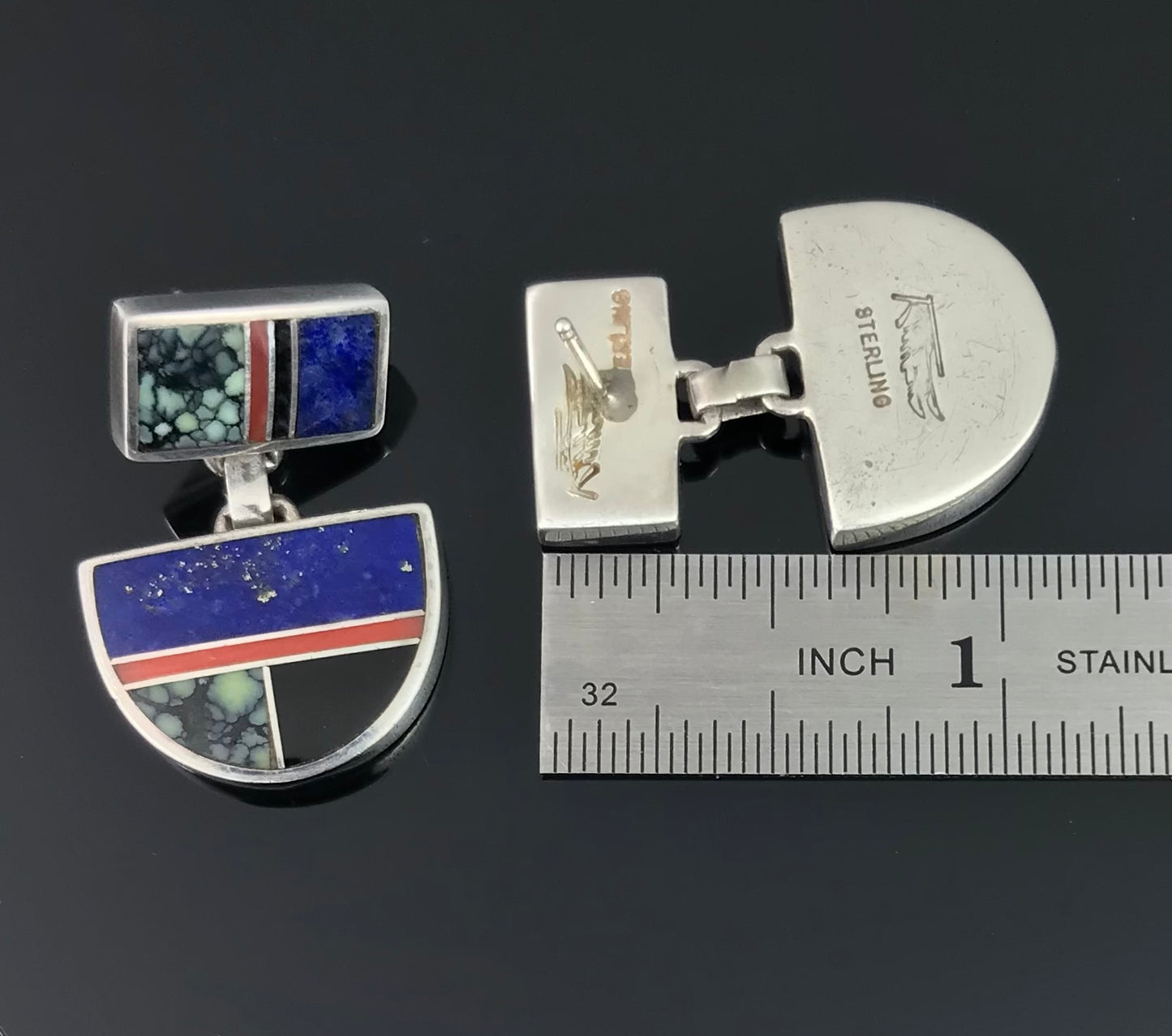 Inlay Earrings Navajo Native American - Ray Tracey