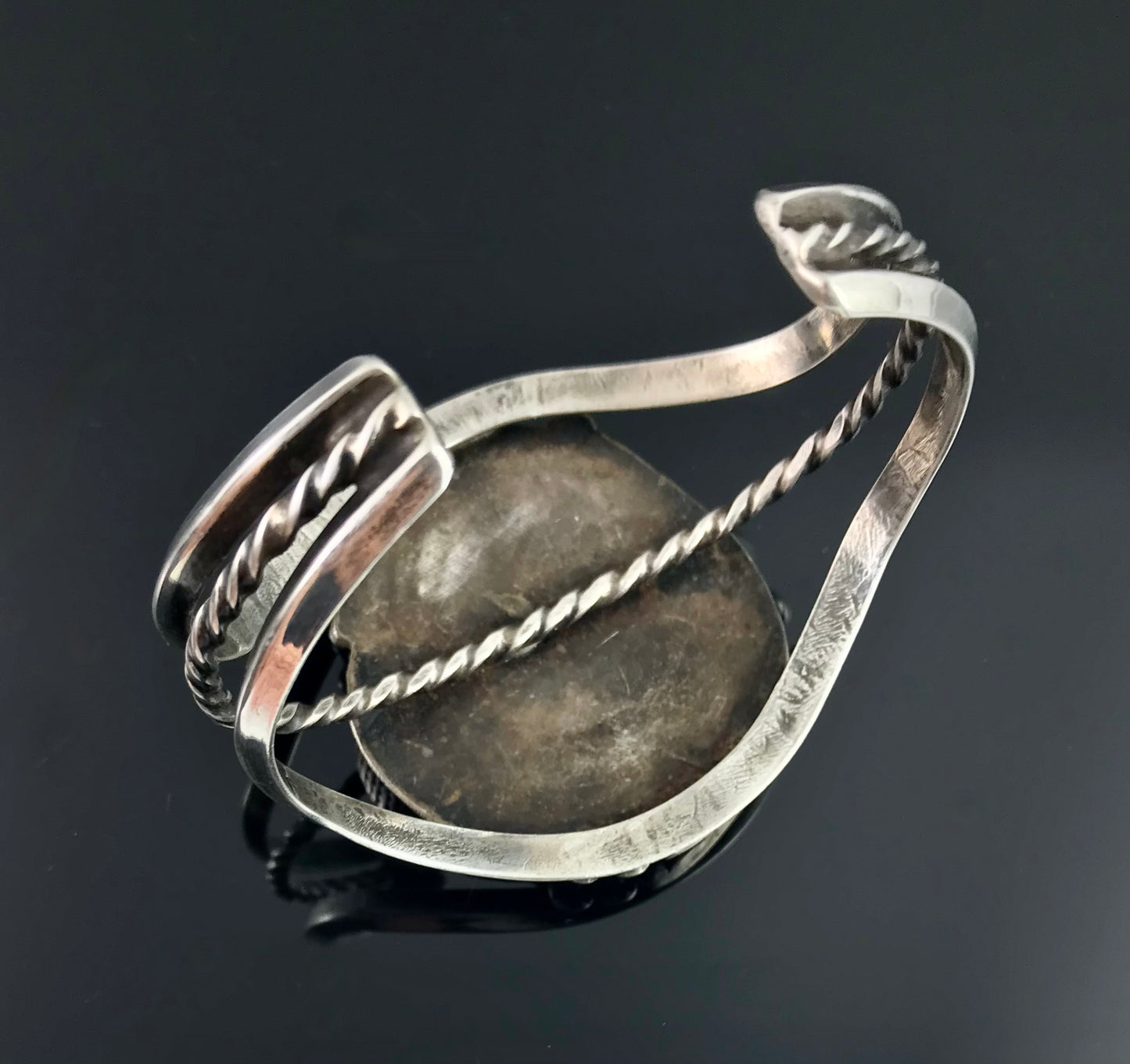 Turquoise Navajo Native American Sterling Silver Cuff Bracelet - Vintage