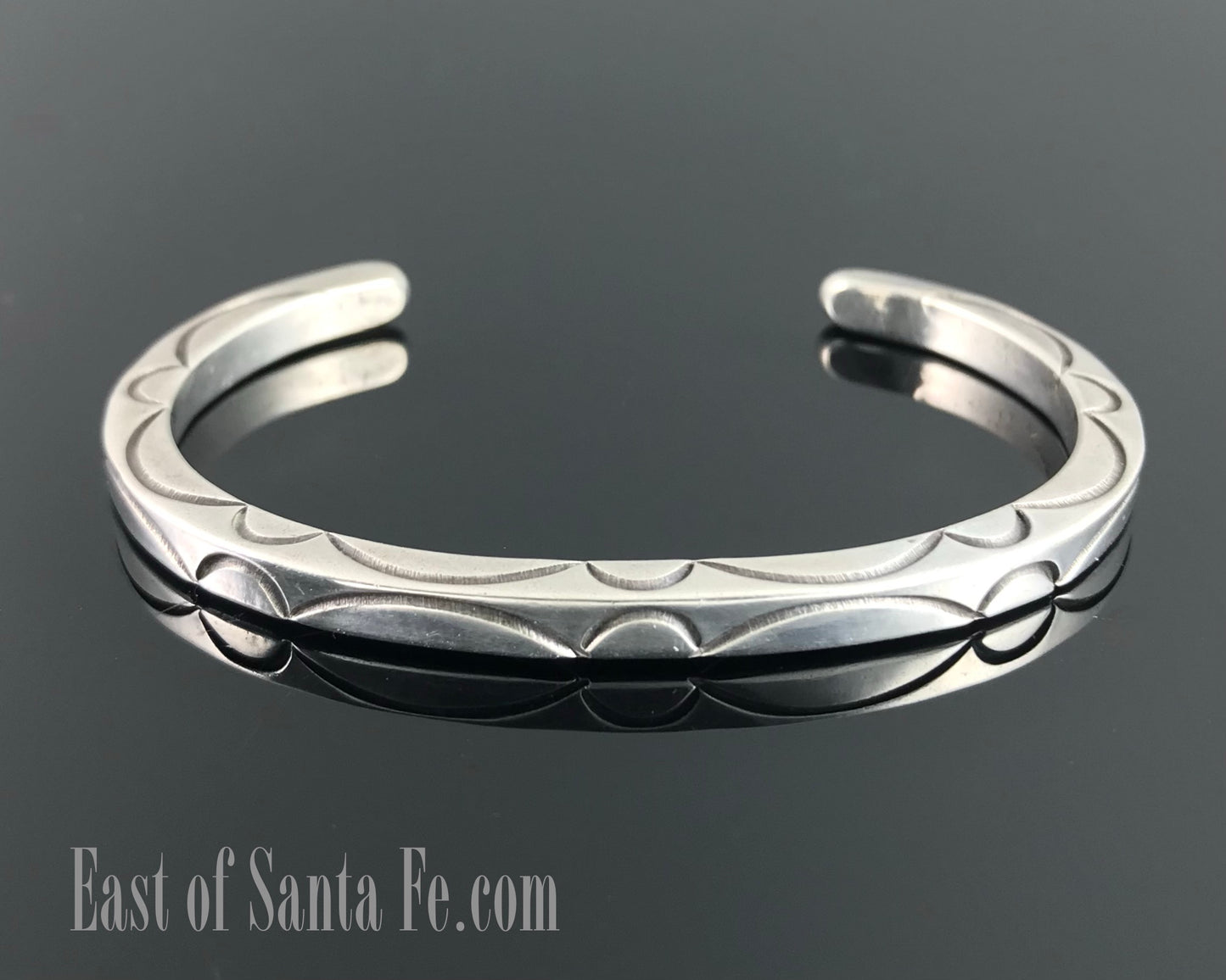 VINTAGE Heavy Stamped Cuff Bracelet Native American Navajo Sterling Silver
