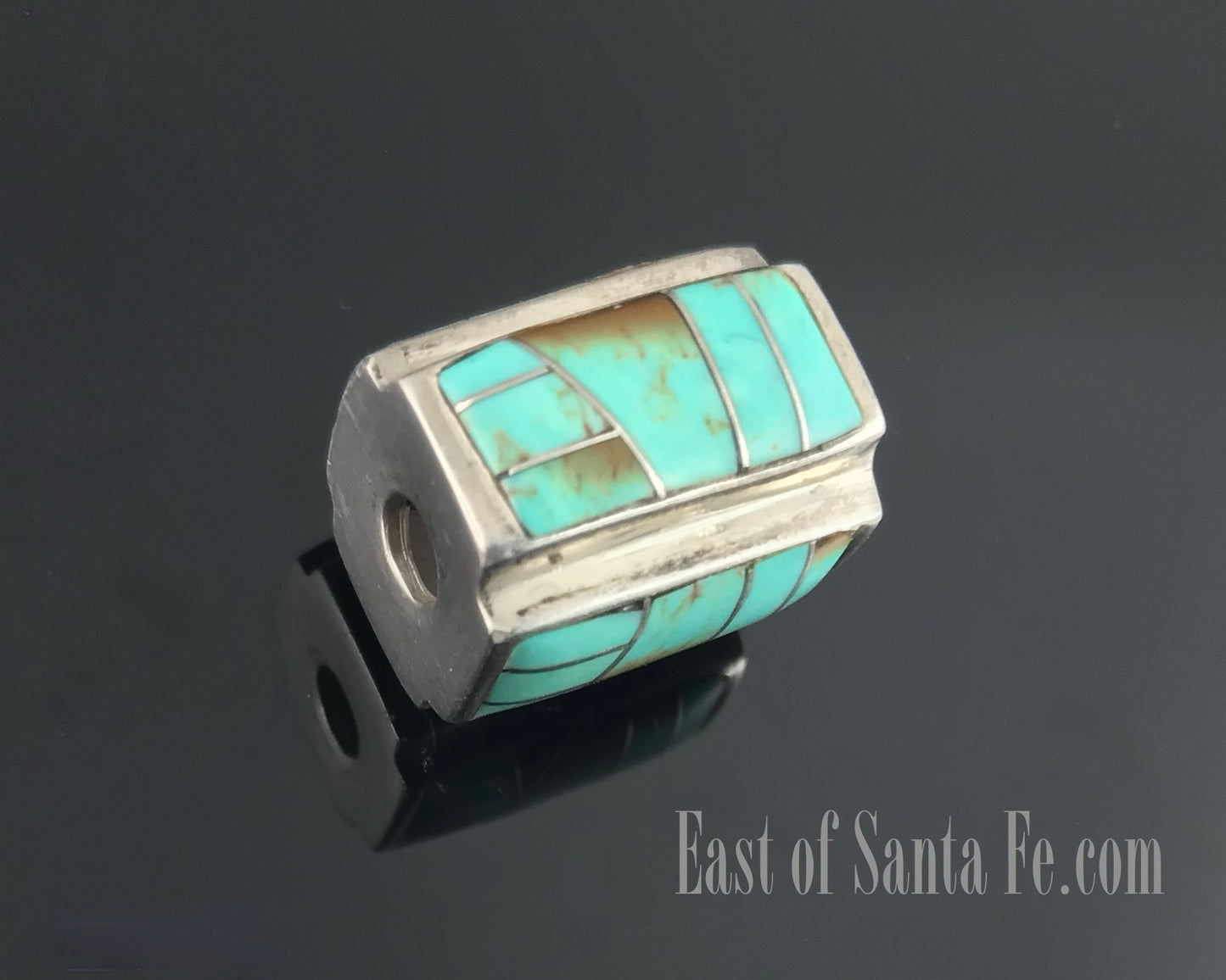 Native American Inlay Turquoise Bead Pendant - Vintage