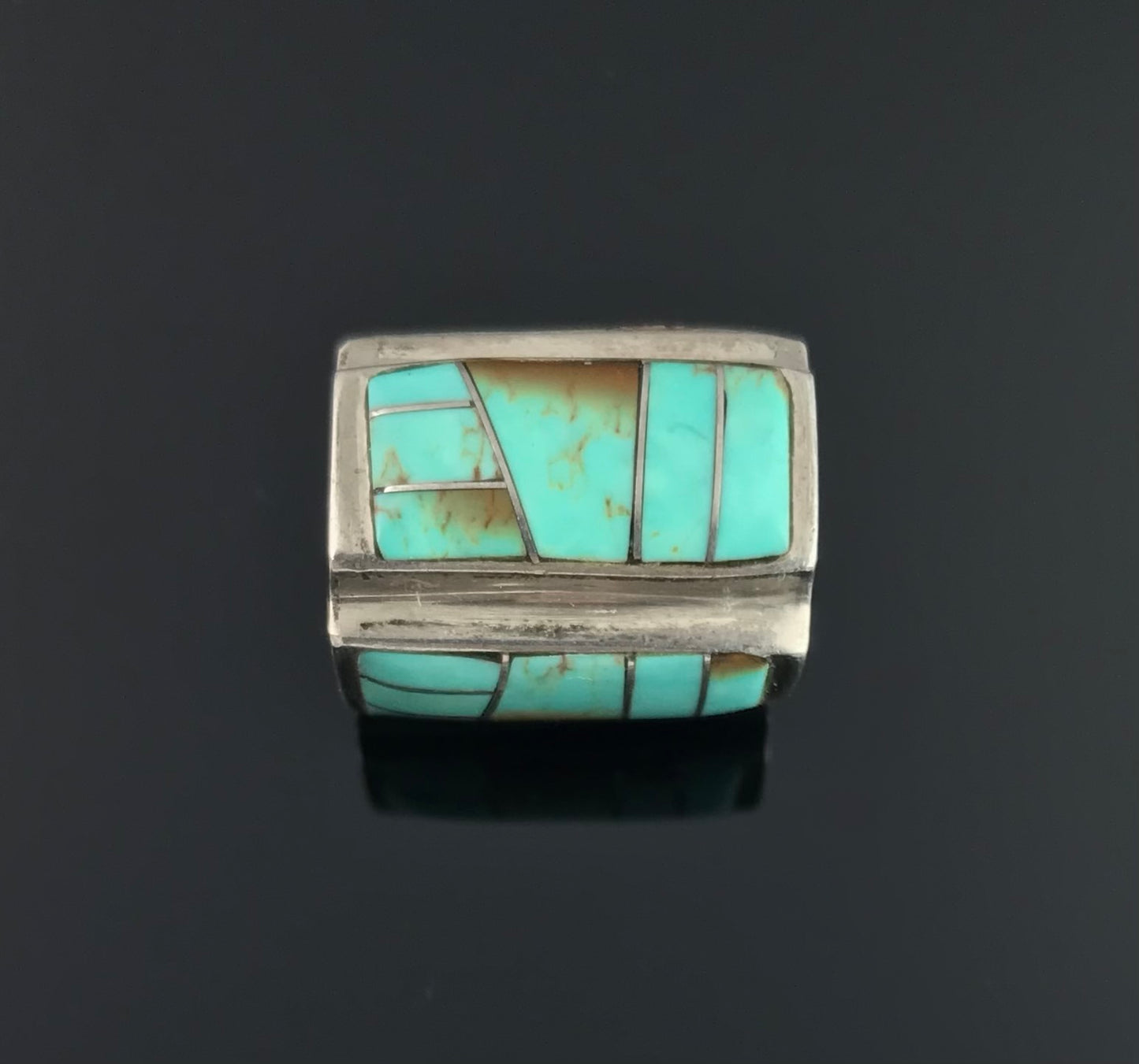 Native American Inlay Turquoise Bead Pendant - Vintage