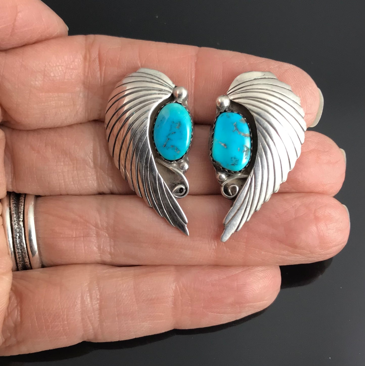 Navajo Angel Wings Turquoise Native American Earrings - Vintage