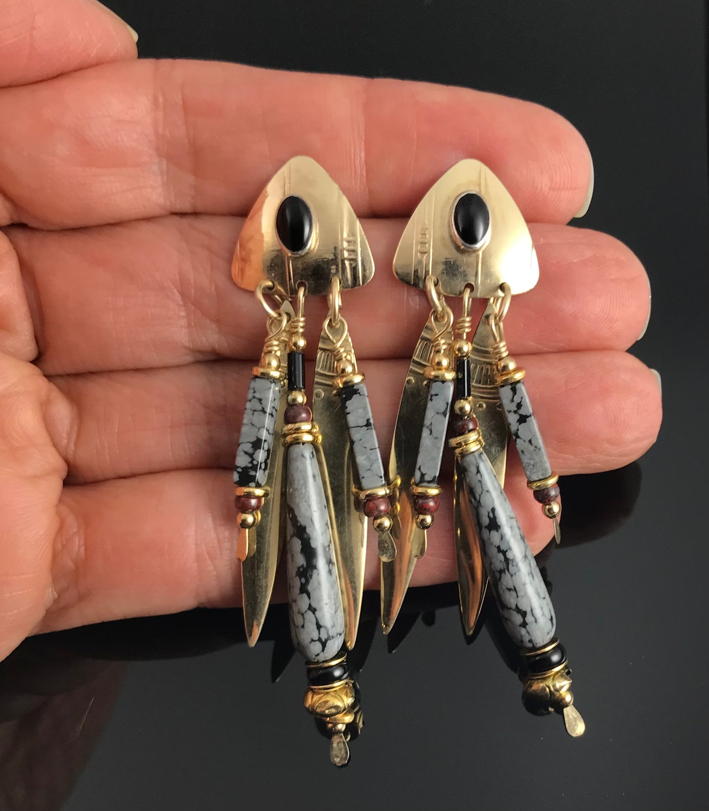 Tabra Gold Filled Earrings Tribal Gypsy Boho - VINTAGE