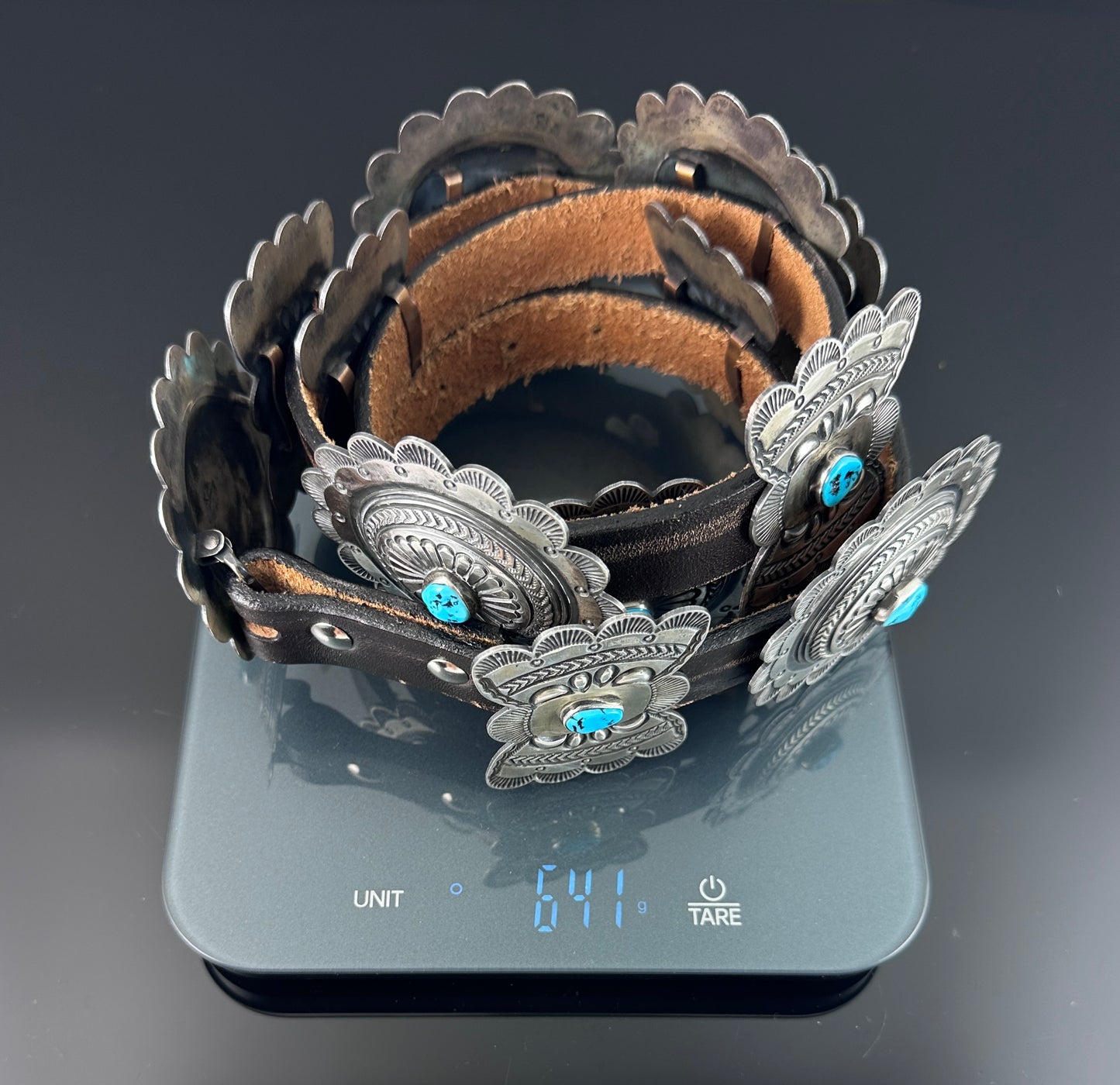 Kirk Smith Turquoise Concho Belt Navajo Native American - Vintage