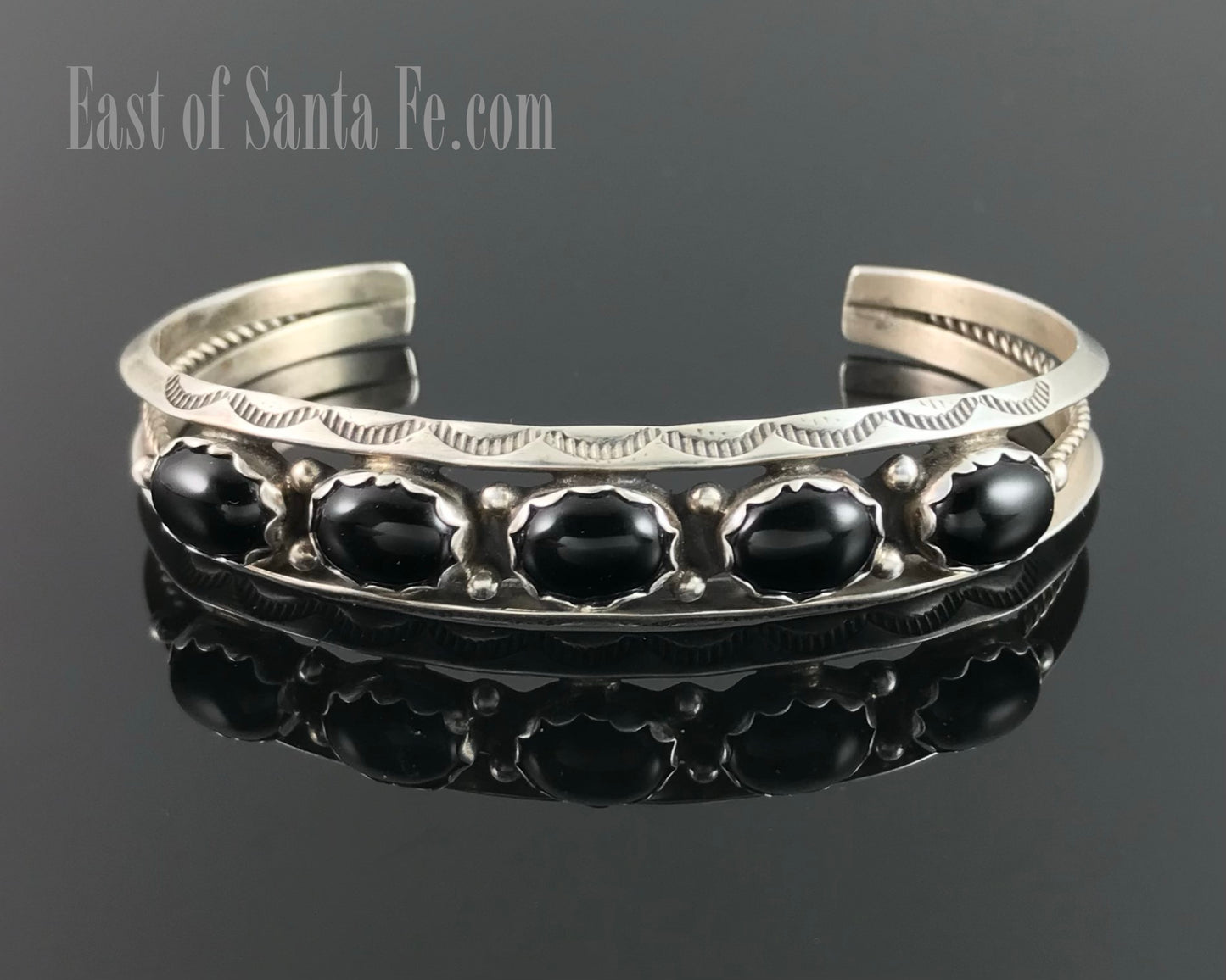 Black Onyx Navajo Bracelet Native American - Vintage