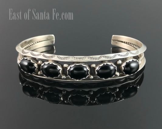Black Onyx Navajo Bracelet Native American - Vintage