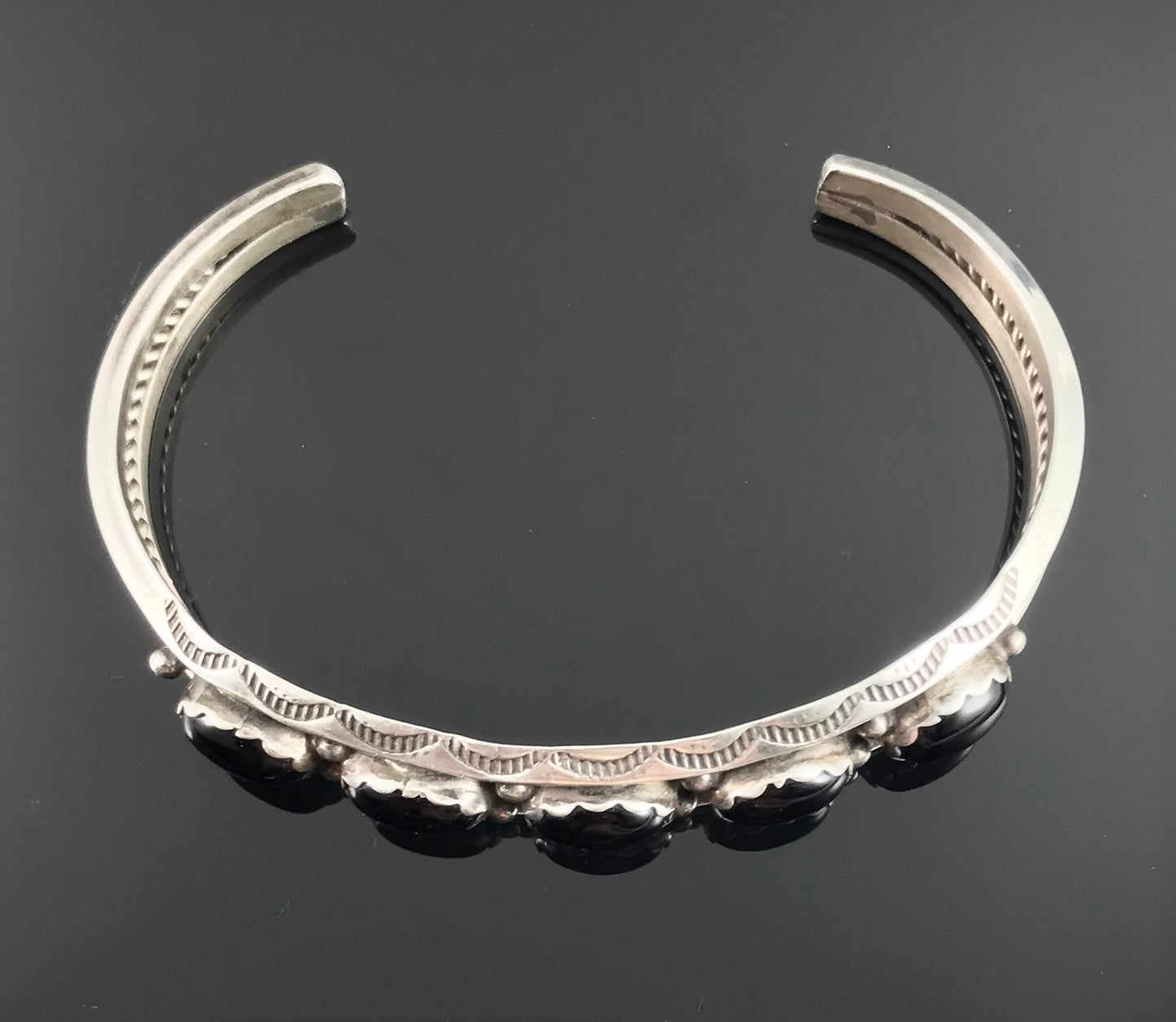Black Onyx Navajo Bracelet Native American - Vintage