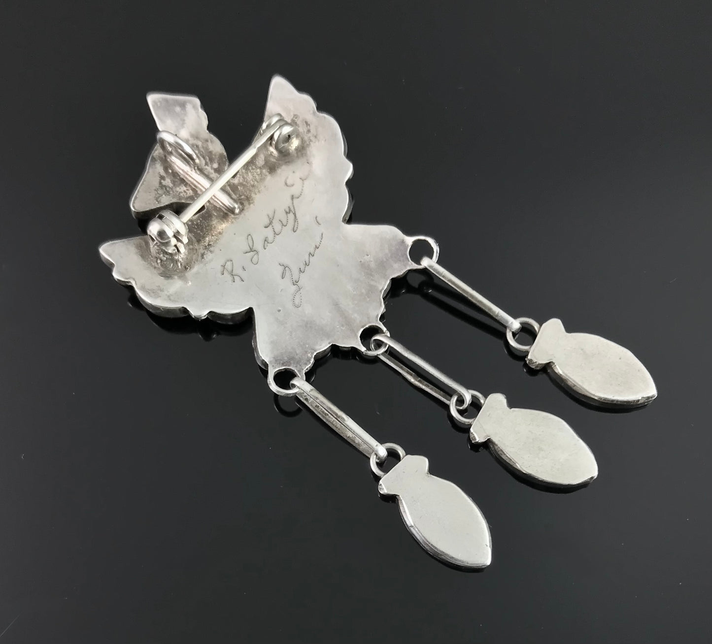 Zuni Thunderbird Inlay Pin Pendant Native American - Ricky Lateyice