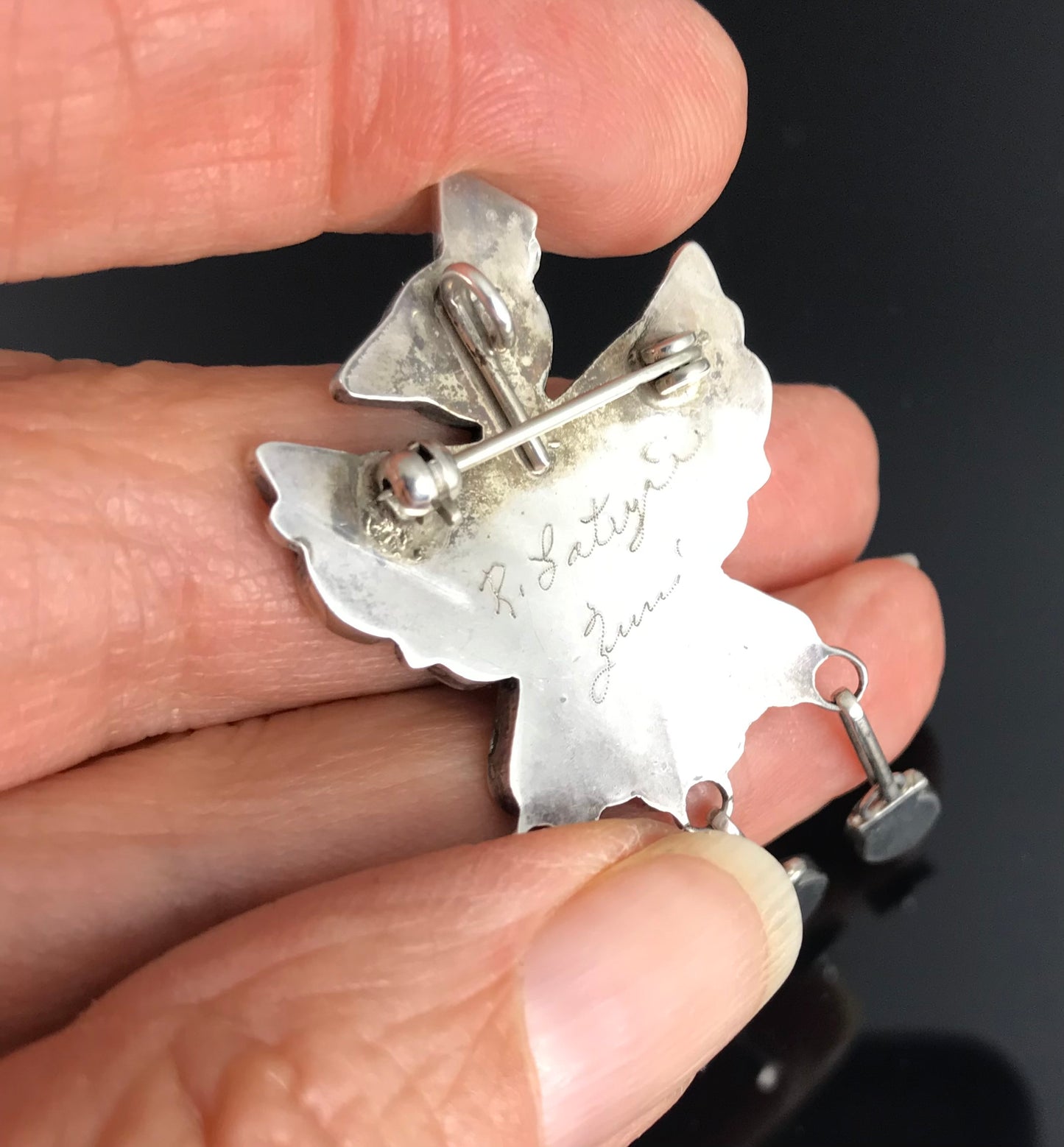 Zuni Thunderbird Inlay Pin Pendant Native American - Ricky Lateyice