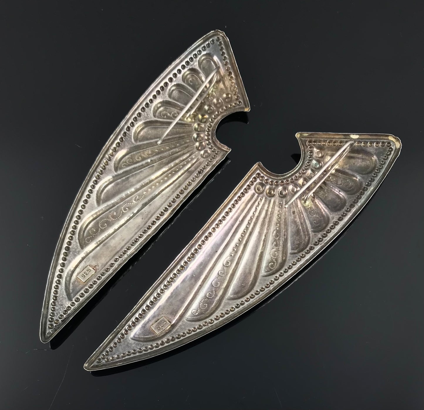 HUGE Sterling Silver Tribal Egyptian Goddess Angel Wings Earrings