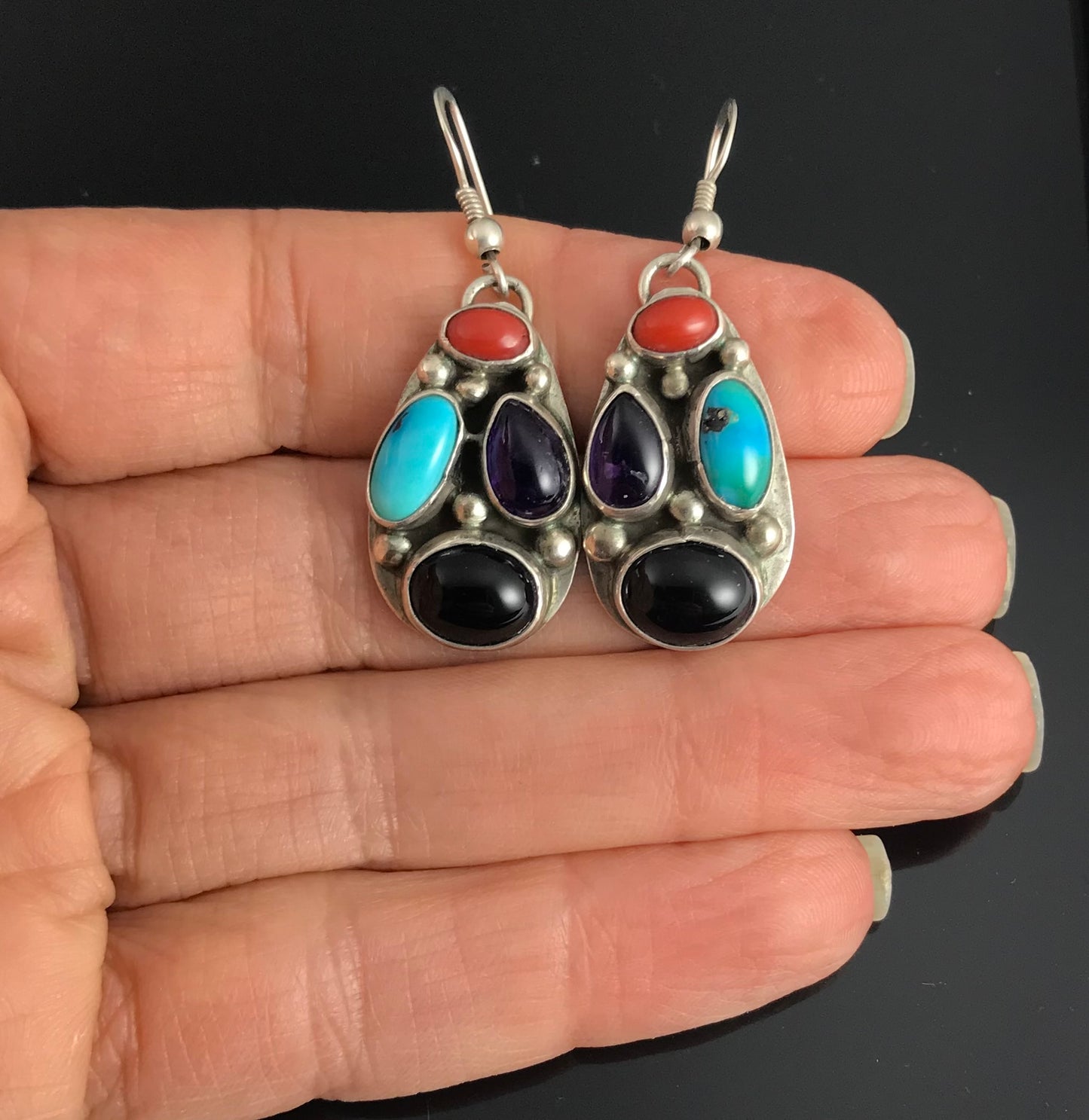 Native American Multi Stone Necklace and Earrings - Vintage