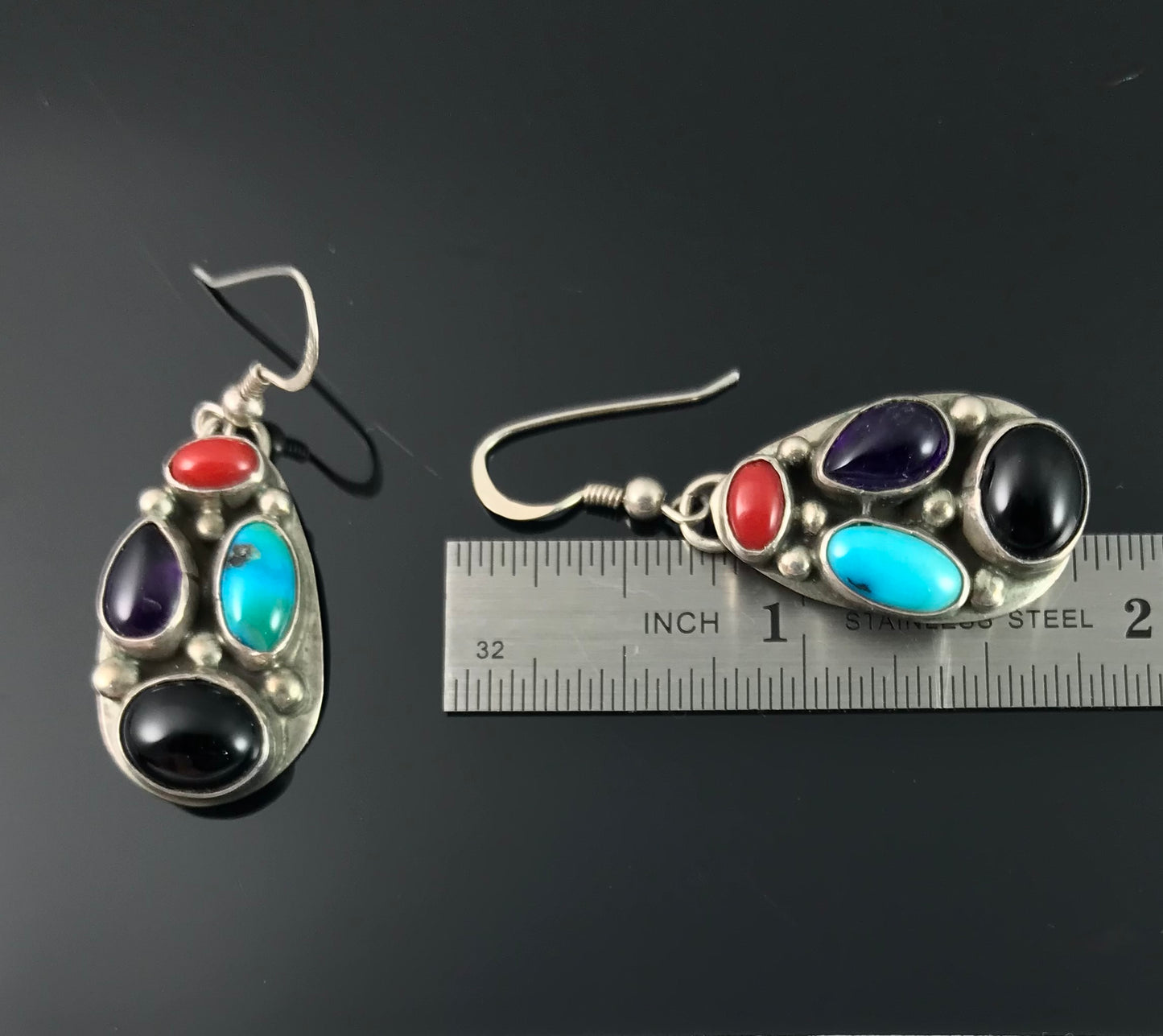 Native American Multi Stone Necklace and Earrings - Vintage
